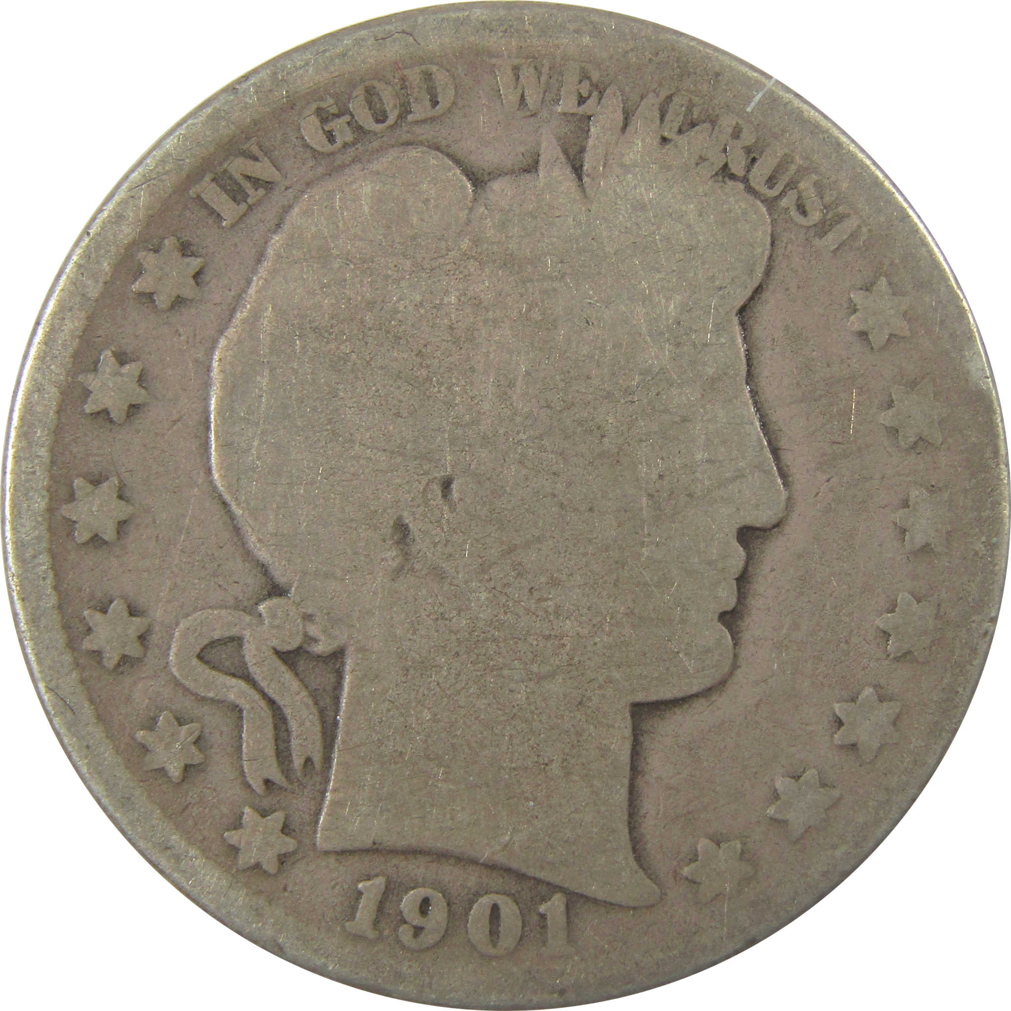 1901 S Barber Silver Half Dollar AG About Good 50c Coin SKU:I23386