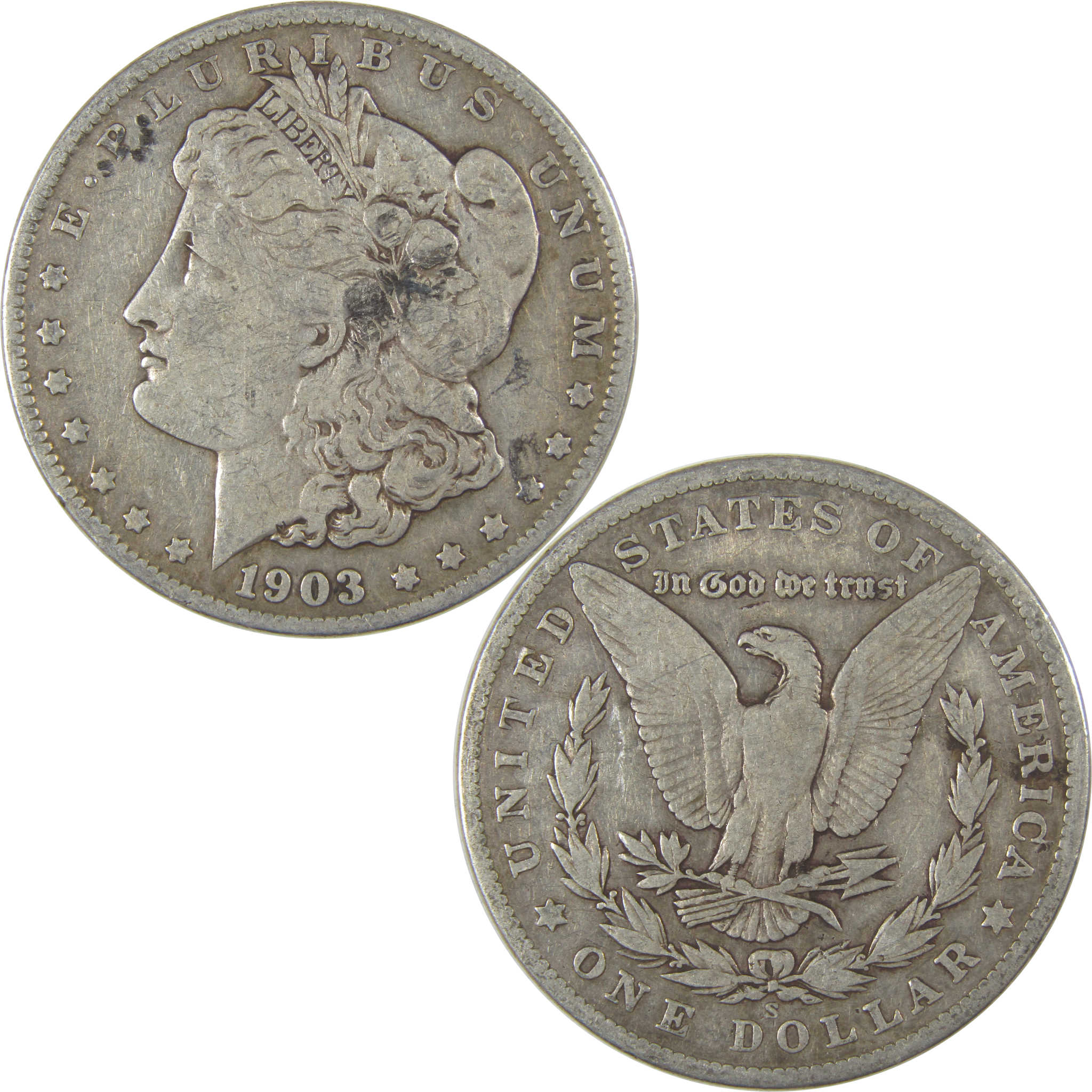 1903 S Morgan Dollar F Fine Details Silver $1 Coin SKU:I22723 - Morgan coin - Morgan silver dollar - Morgan silver dollar for sale - Profile Coins &amp; Collectibles