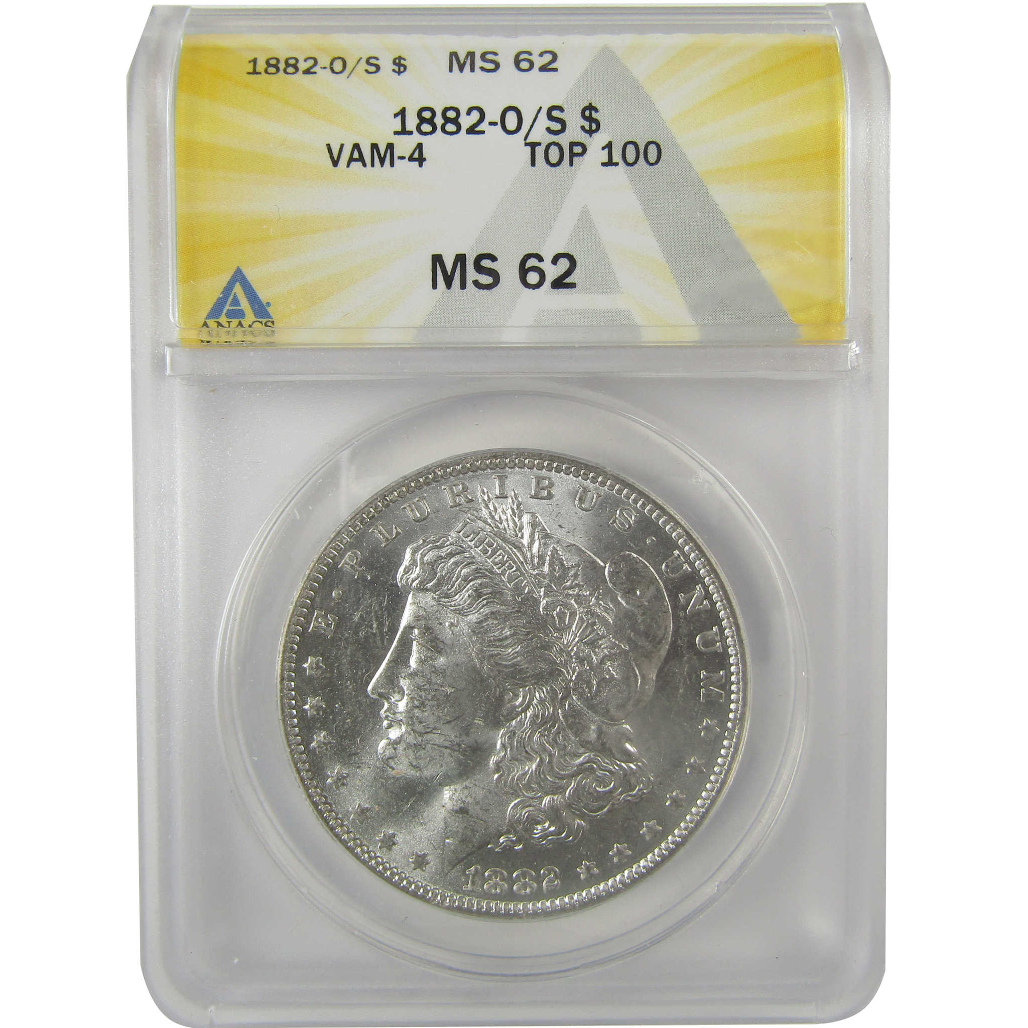 1882 O/S VAM-4 Recessed Top 100 Morgan Dollar MS 62 ANACS SKU:I21944 - Morgan coin - Morgan silver dollar - Morgan silver dollar for sale - Profile Coins &amp; Collectibles