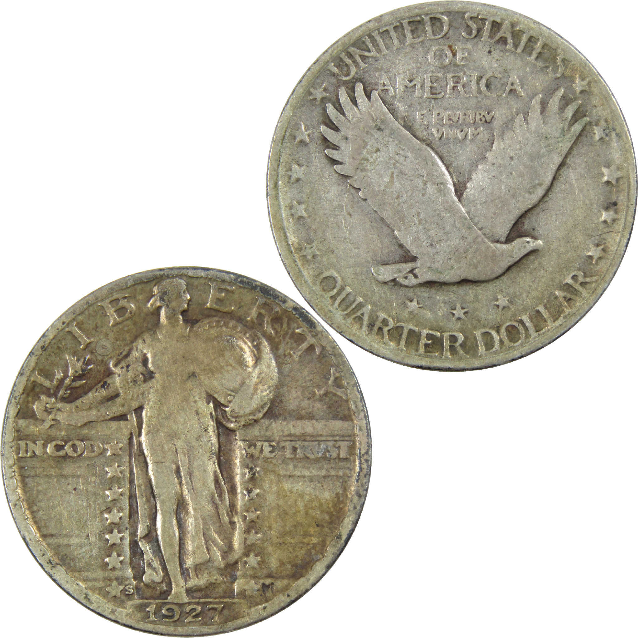 1927 S Standing Liberty Quarter G Good Silver 25c Coin SKU:I12294