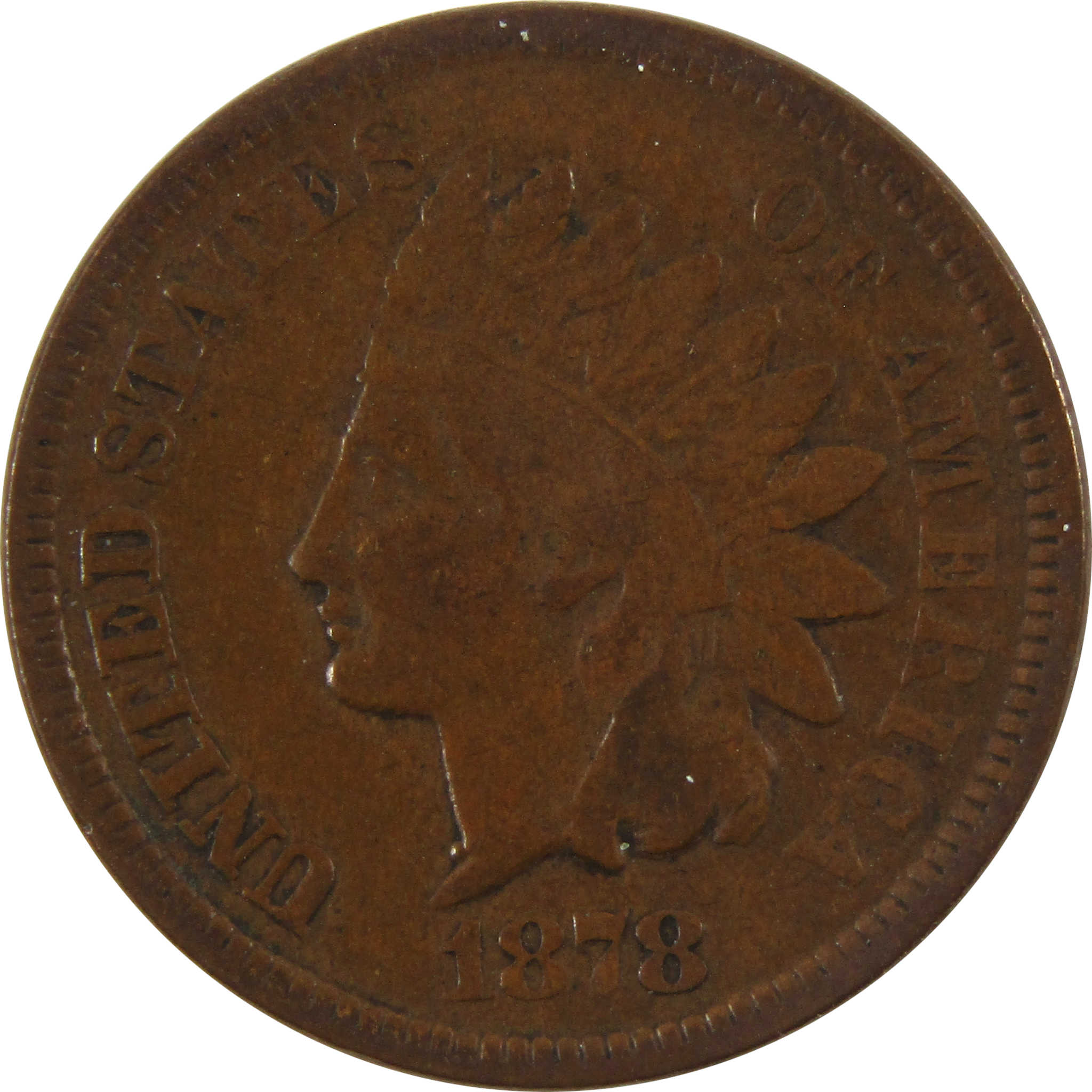 1878 Indian Head Cent F Fine Penny 1c Coin SKU:I9896