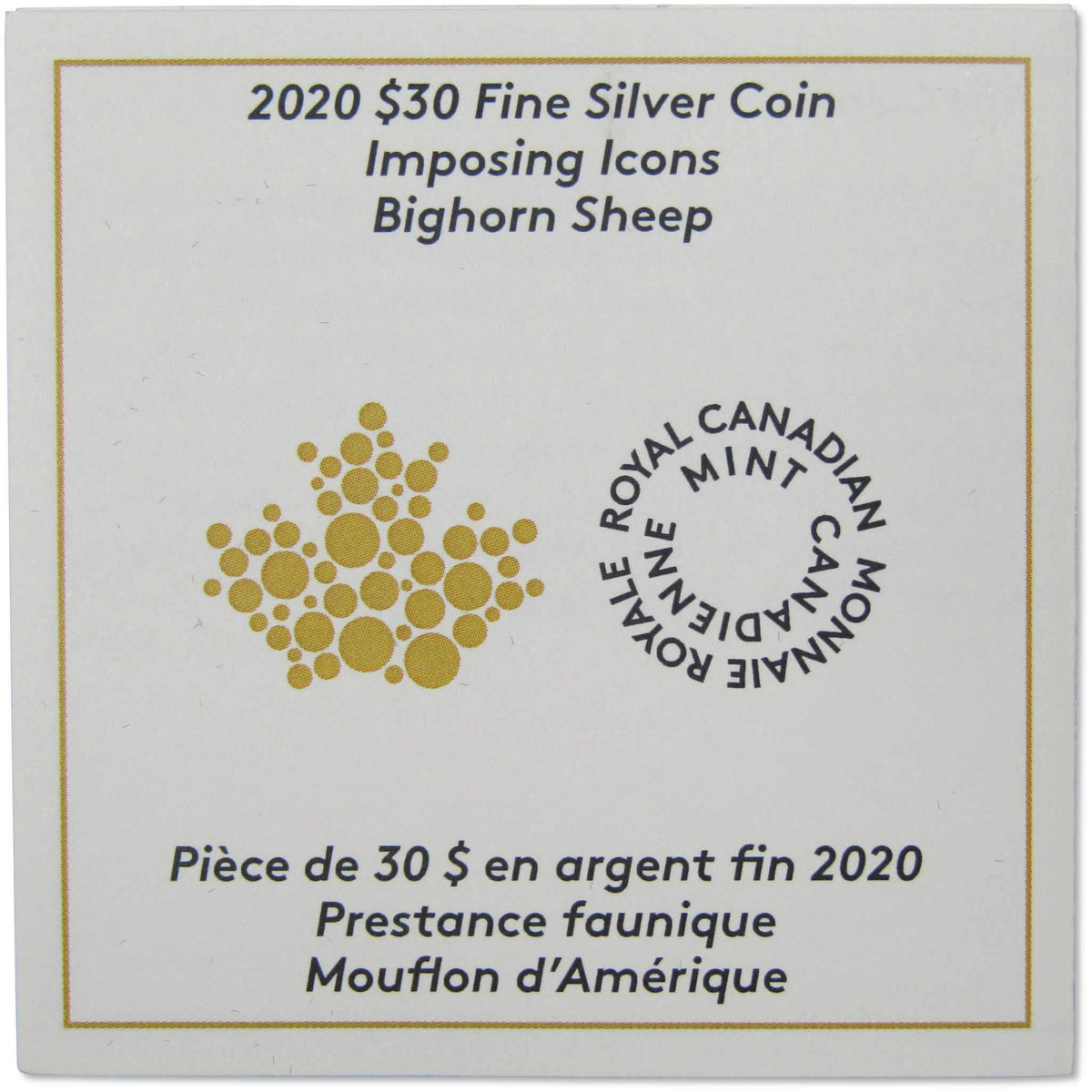 2020 Canada $30 2 oz Silver Imposing Icons Bighorn Sheep Proof COA