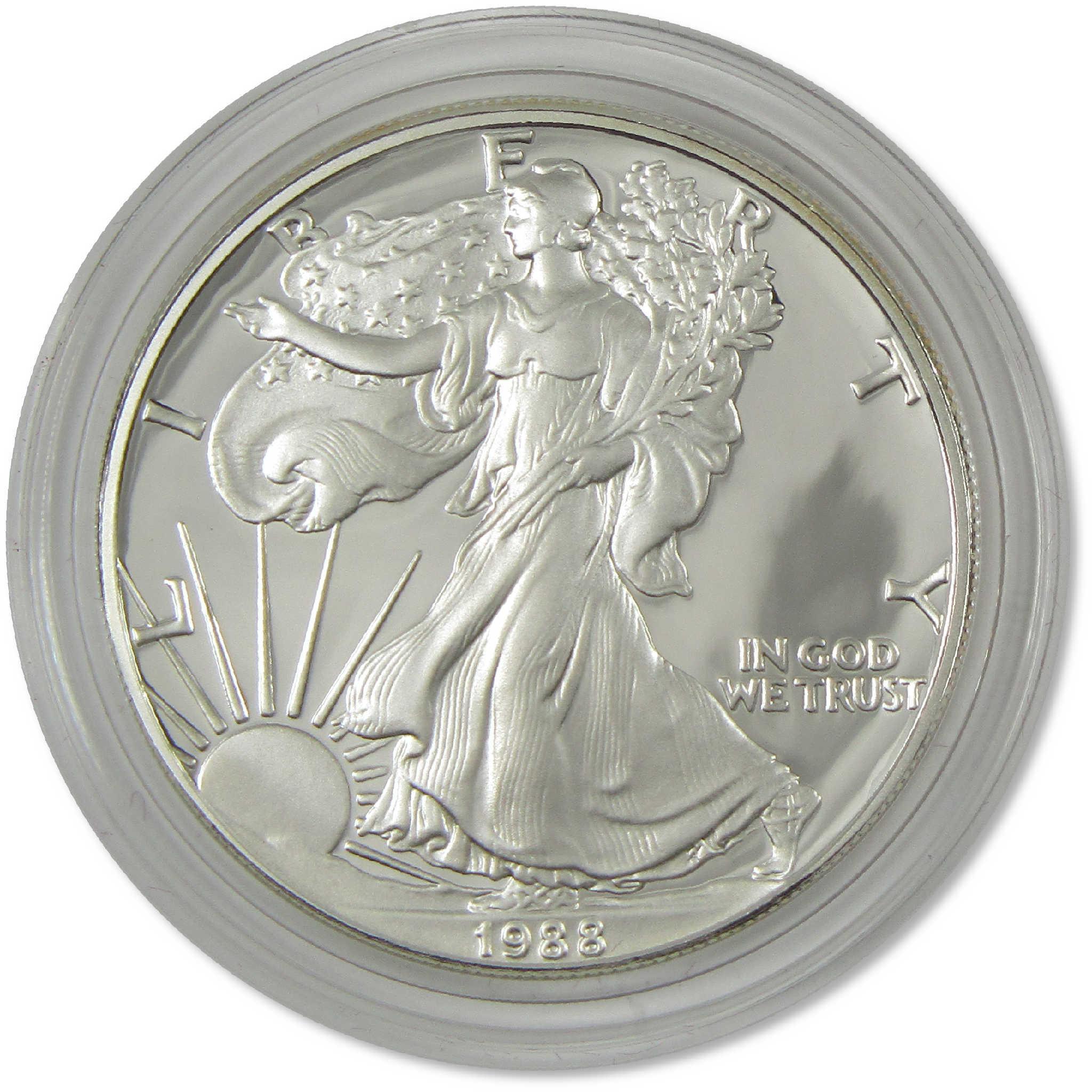 1988 S American Silver Eagle Choice Proof Bullion $1 Coin OGP COA
