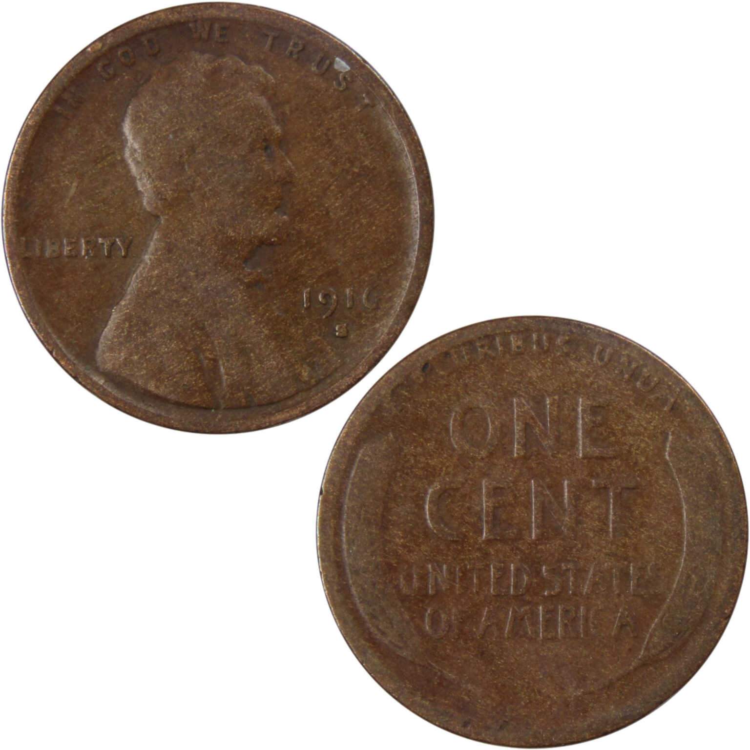 1916 S Lincoln Wheat Cent AG About Good Penny 1c Coin