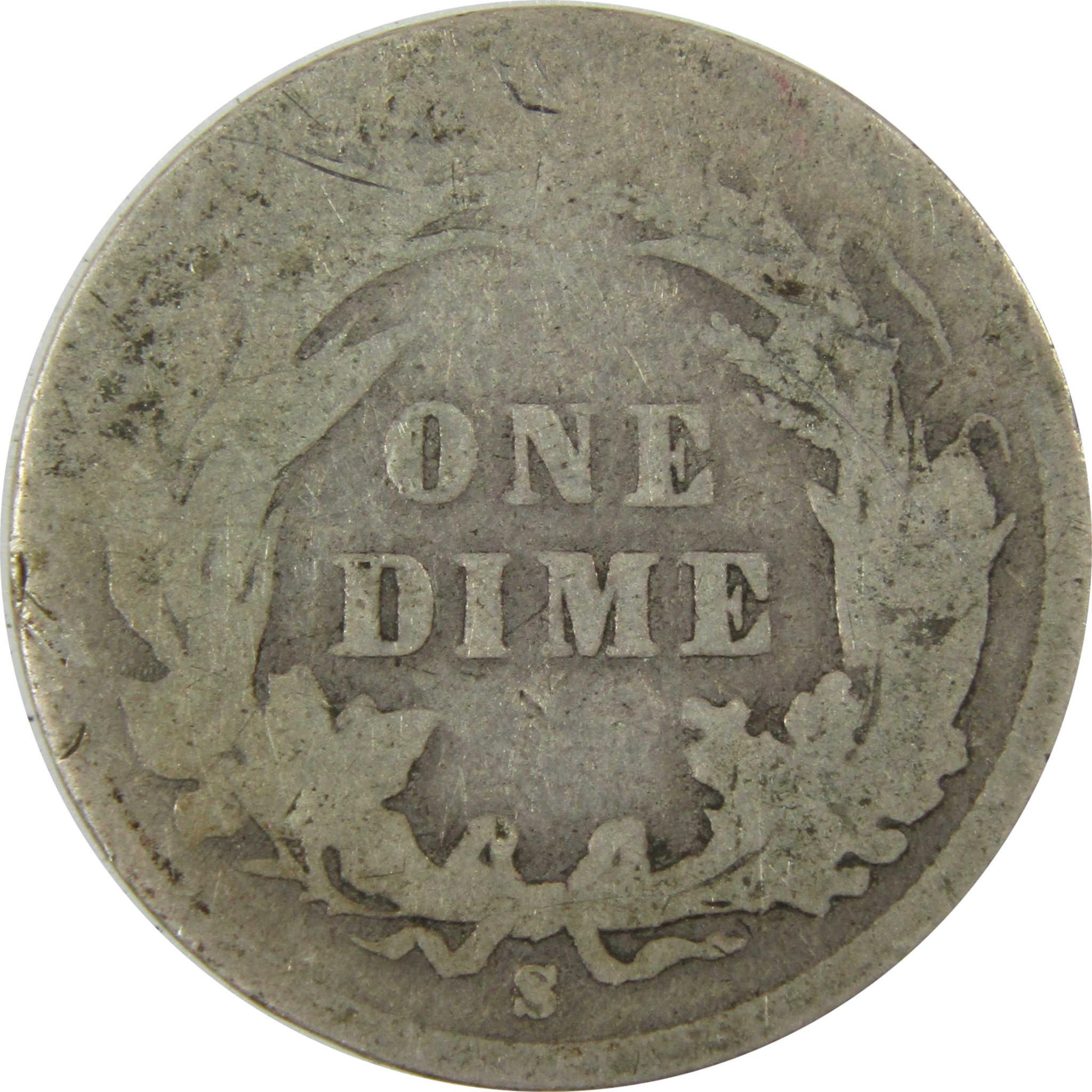 1898 S Barber Silver Dime AG About Good 10c Coin Collectible SKU:CP707