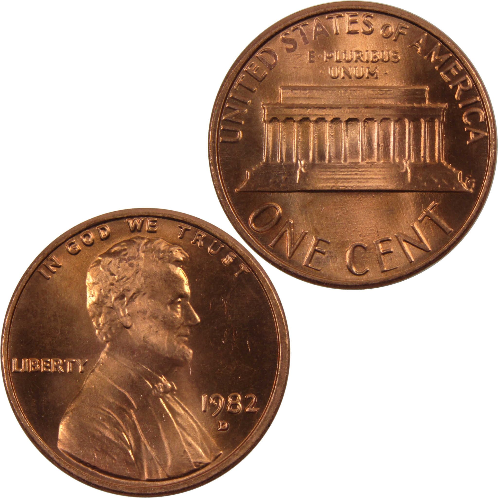 1982 D Large Date Lincoln Memorial Cent BU Uncirculated Penny 1c Coin