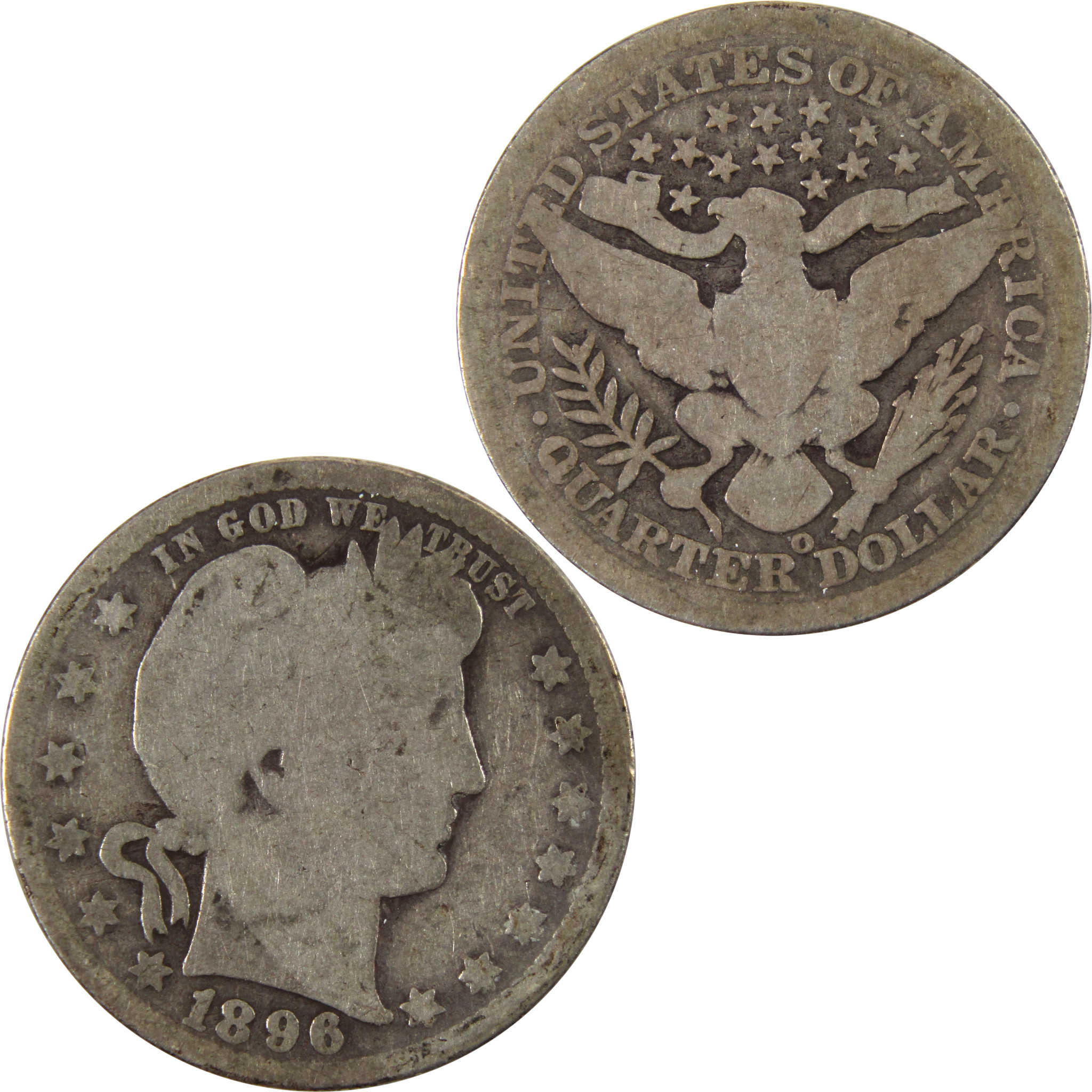 1896 O Barber Quarter AG About Good 90% Silver 25c Coin SKU:I9891