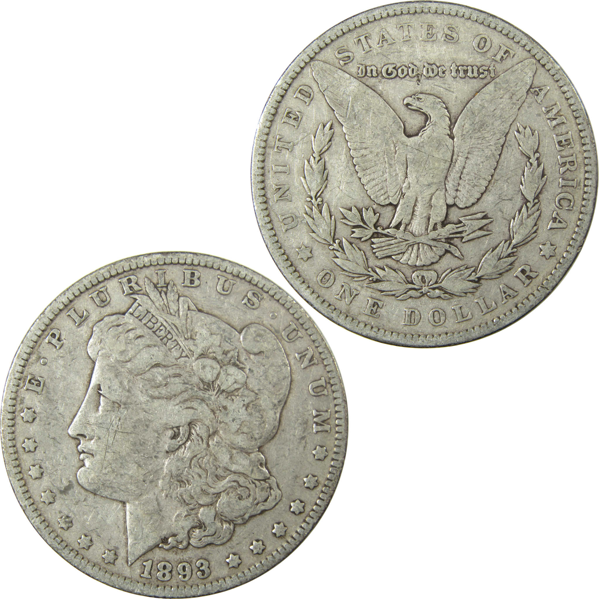 1893 Morgan Silver Dollar F Fine Dets $1 Coin Collectible SKU:EL27095 - Morgan coin - Morgan silver dollar - Morgan silver dollar for sale - Profile Coins &amp; Collectibles