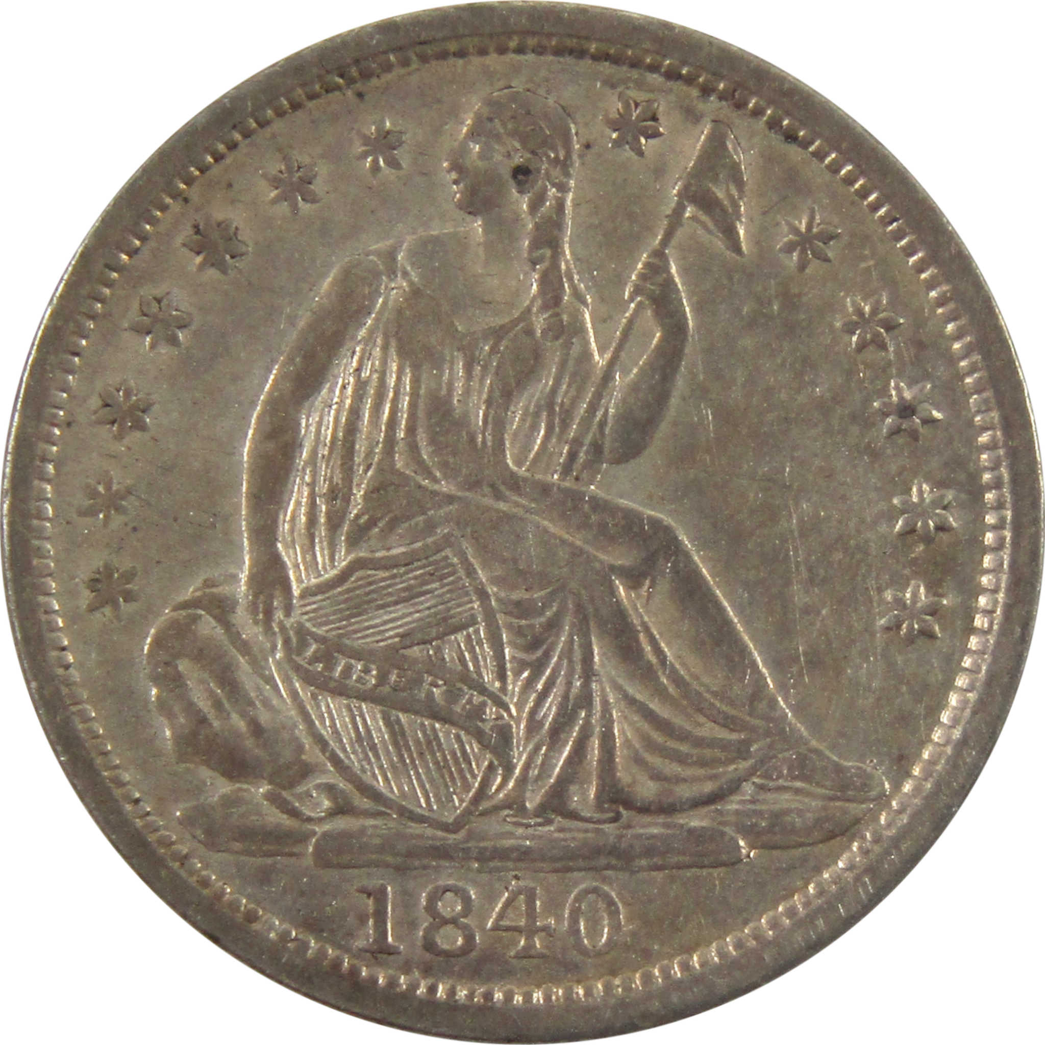 1840 Type 2 No Drapery Seated Liberty Half Dime About Unc SKU:I10731