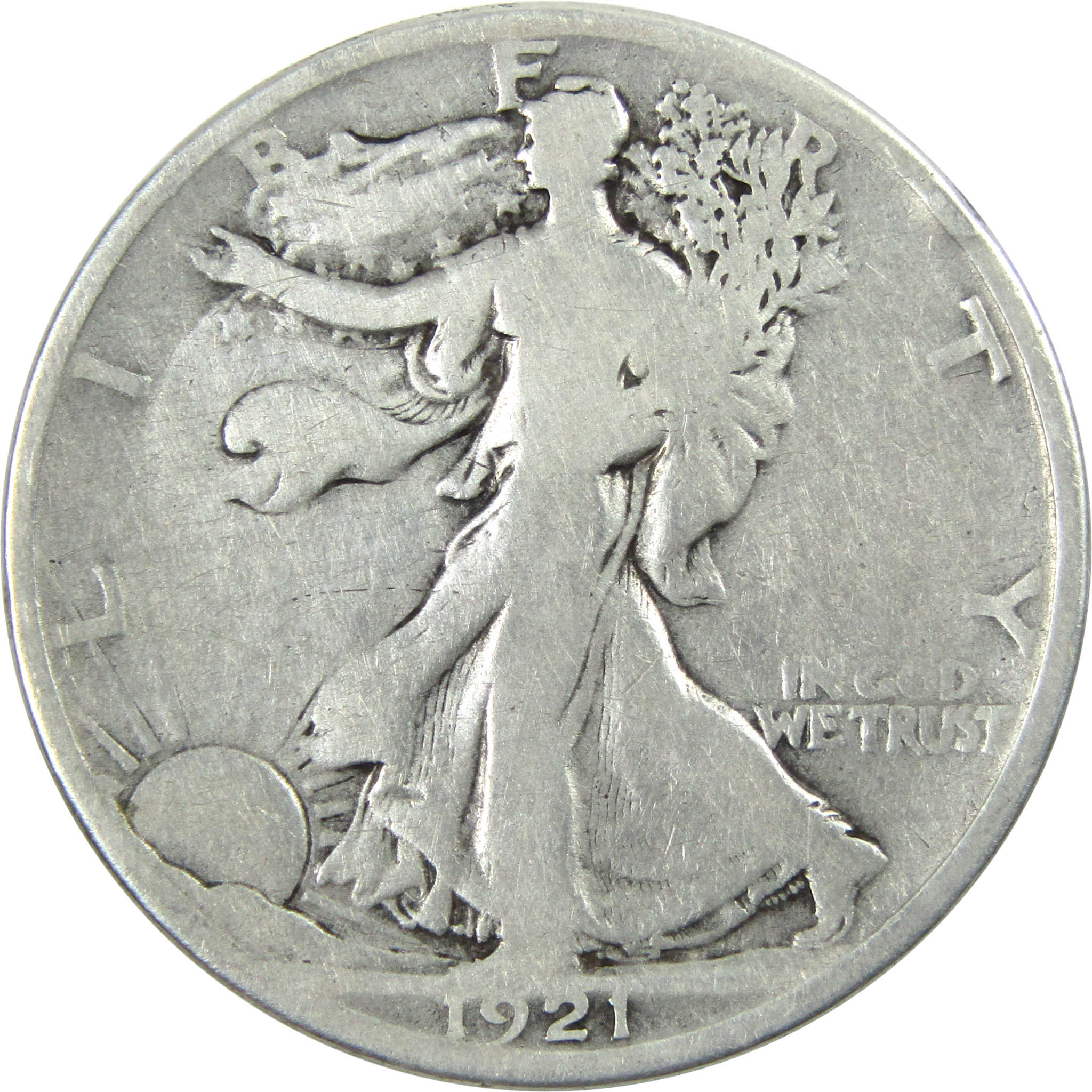 1921 D Liberty Walking Half Dollar VG Details Silver 50c SKU:I13883