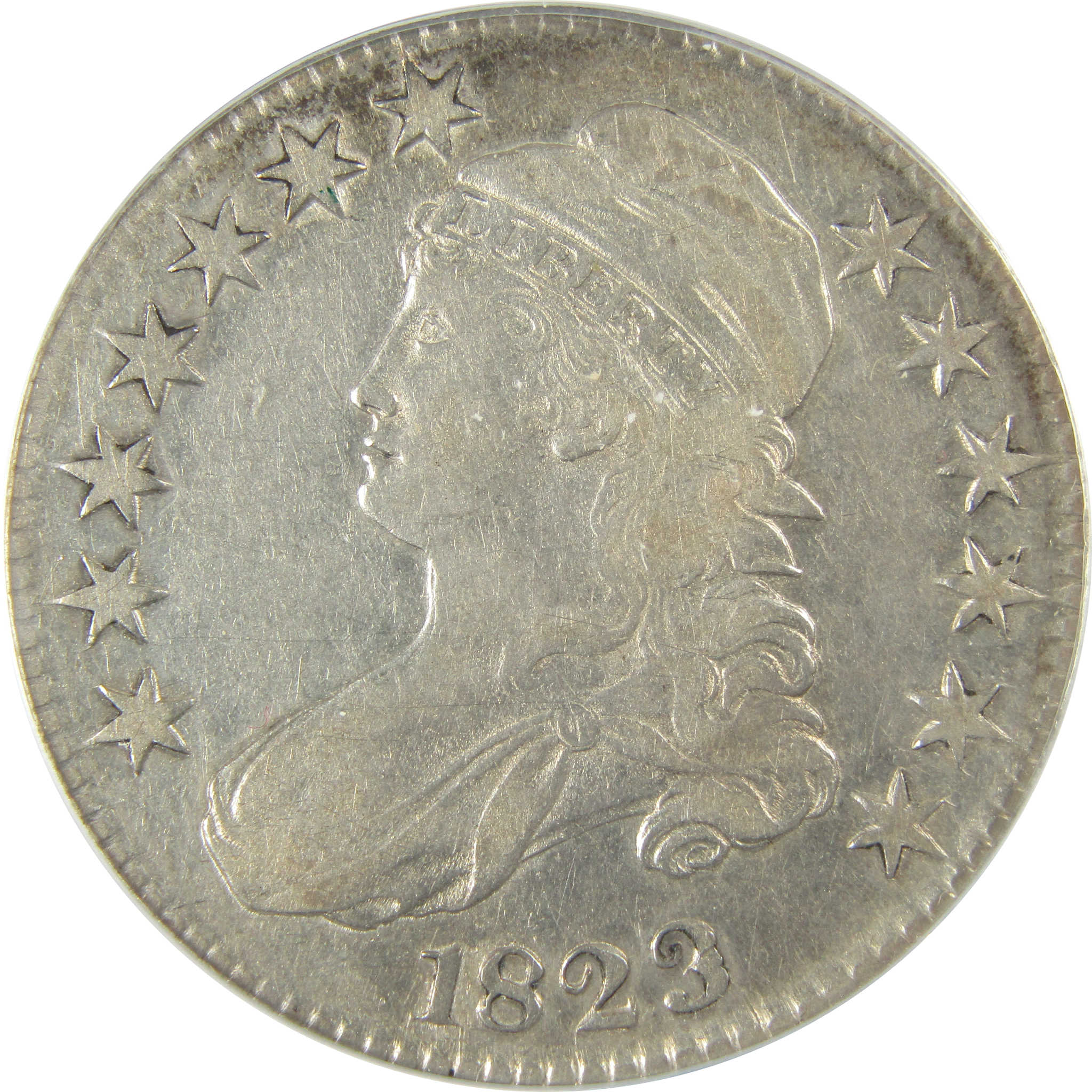 1823 Capped Bust Silver Half Dollar VF 30 Details ANACS SKU:CP577