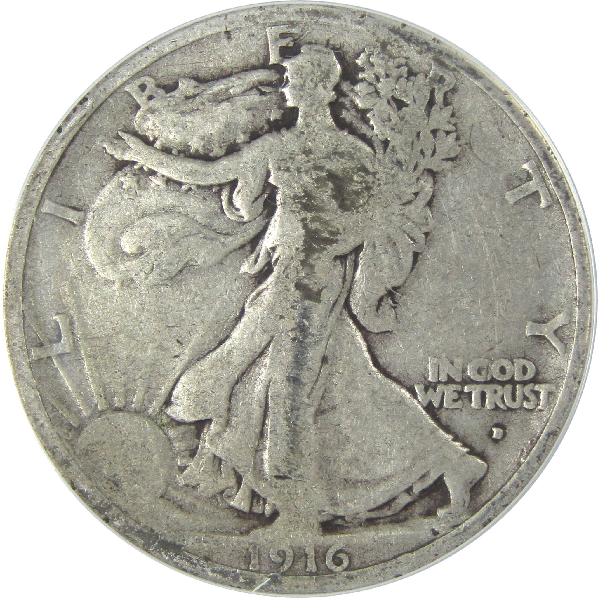 1916 D Liberty Walking Half Dollar VG 8 Details ANACS SKU:I16177