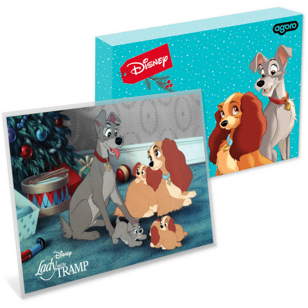 Disney Season's Greetings Lady and the Tramp Silver $1 Note SKU:OPC180