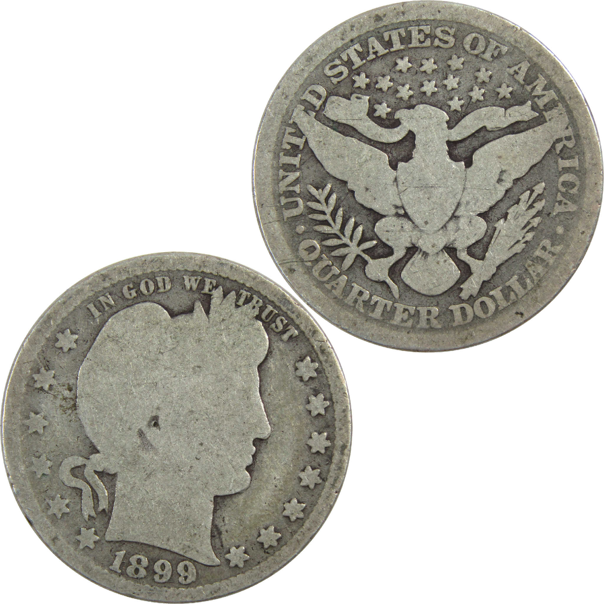 1899 Barber Quarter G Good Silver 25c Coin SKU:I13174