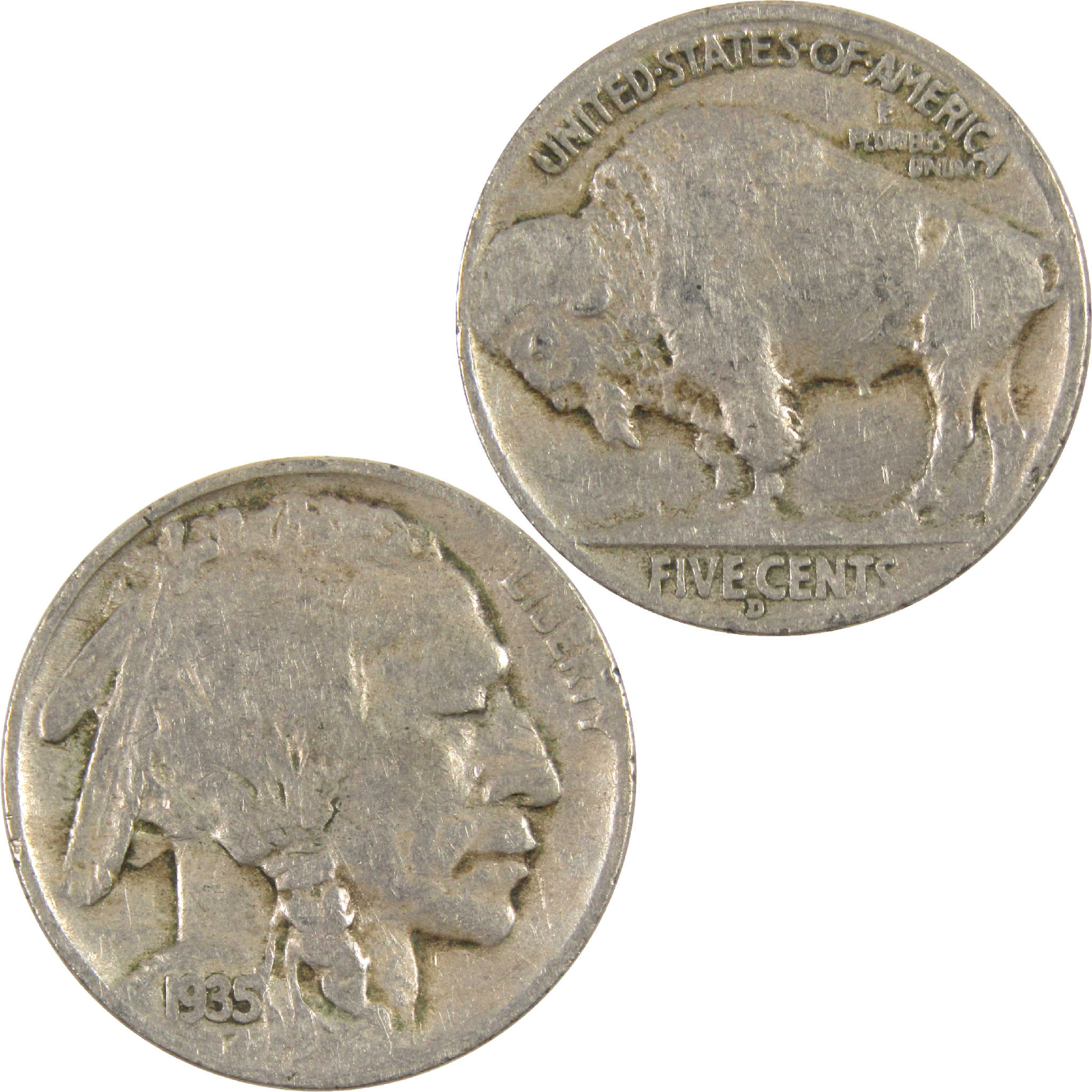 1935 D Indian Head Buffalo Nickel VG Very Good 5c Coin