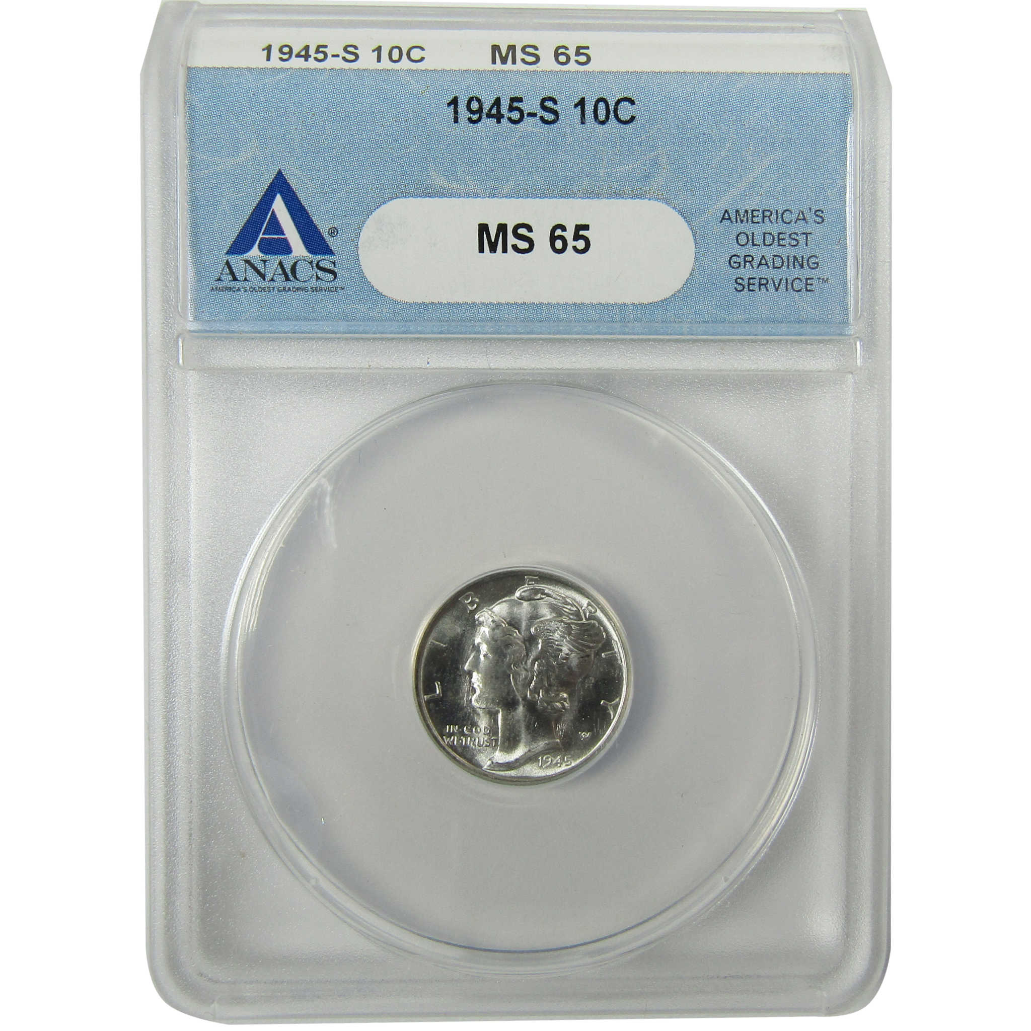 1945 S Mercury Silver Dime MS 65 ANACS Uncirculated SKU:I28296
