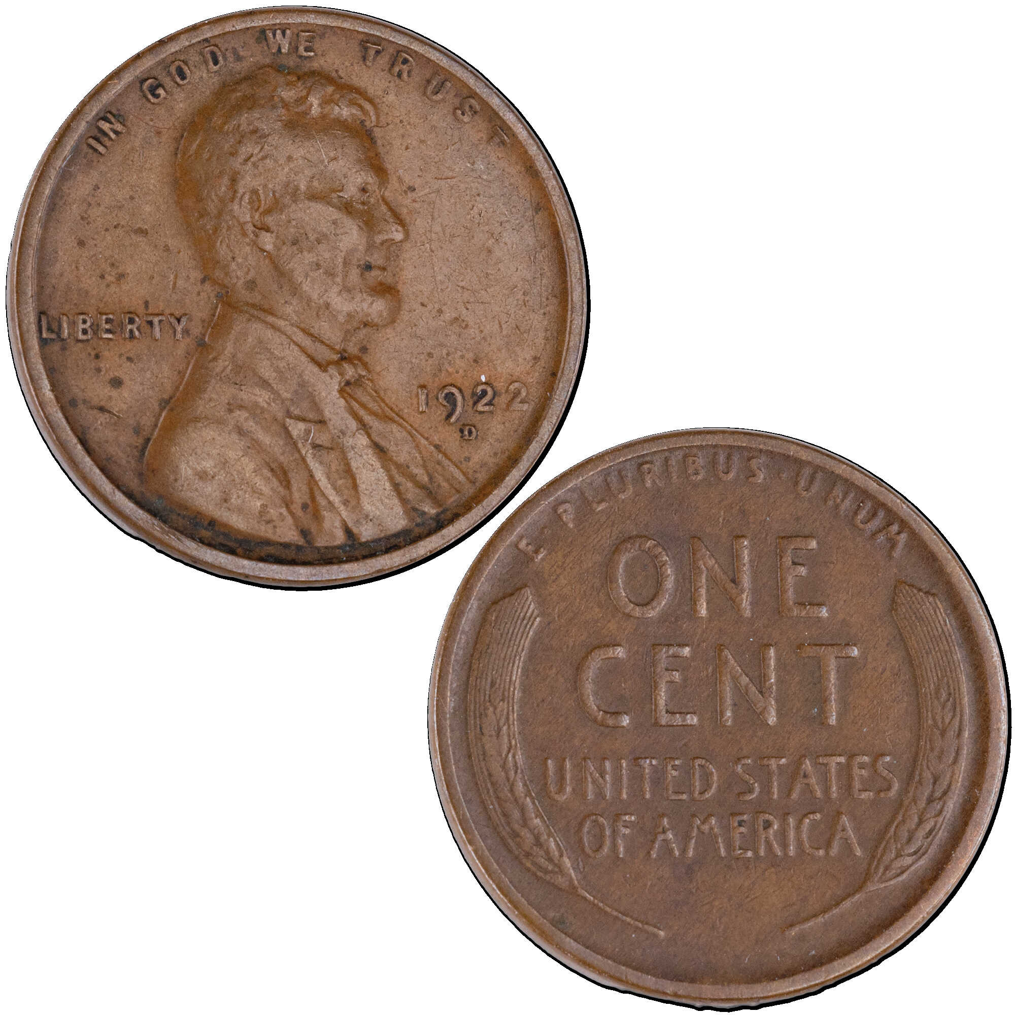 1922 D Lincoln Wheat Cent F Fine Penny 1c Coin SKU:CPC12673