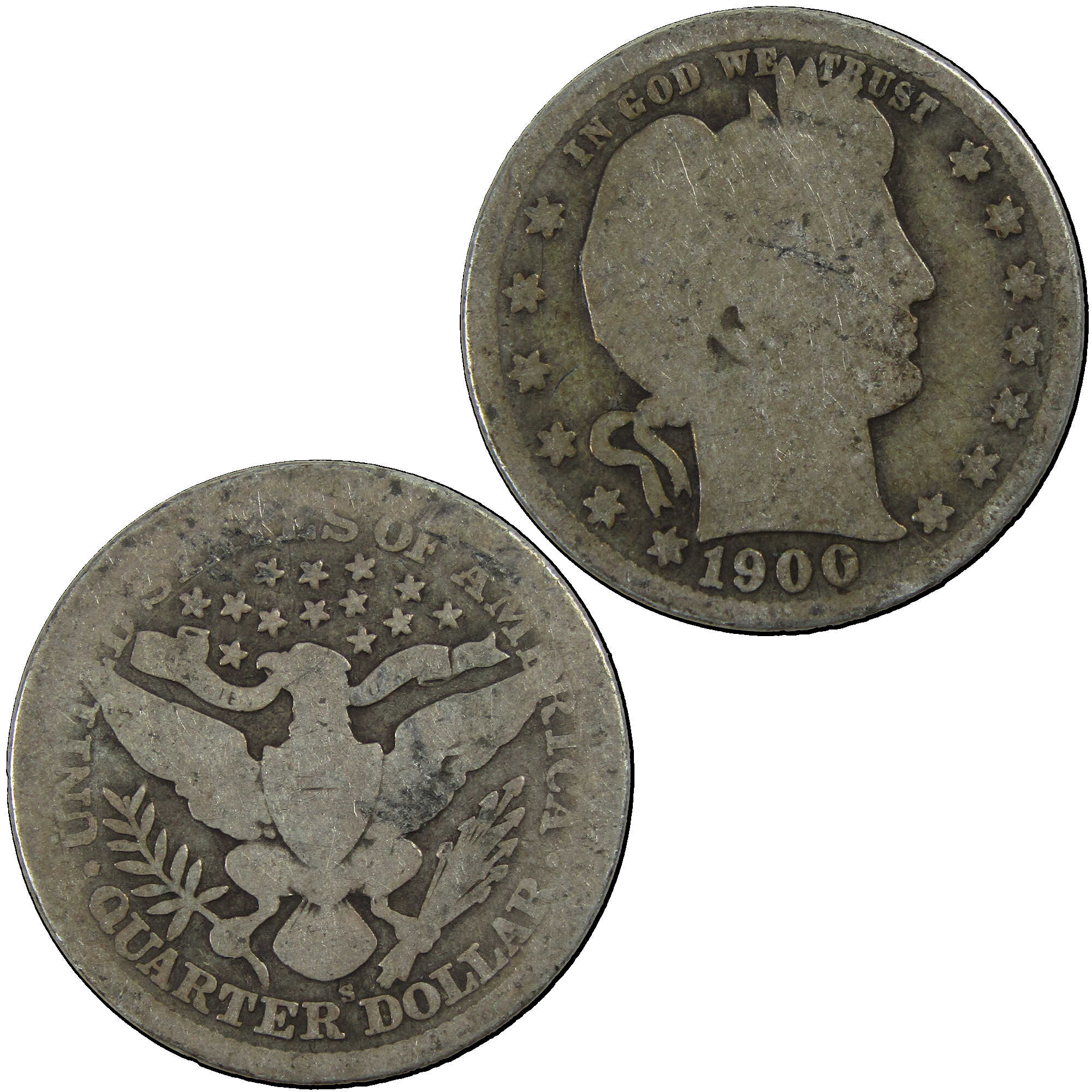1900 S Barber Quarter AG About Good Silver 25c Coin SKU:I12696