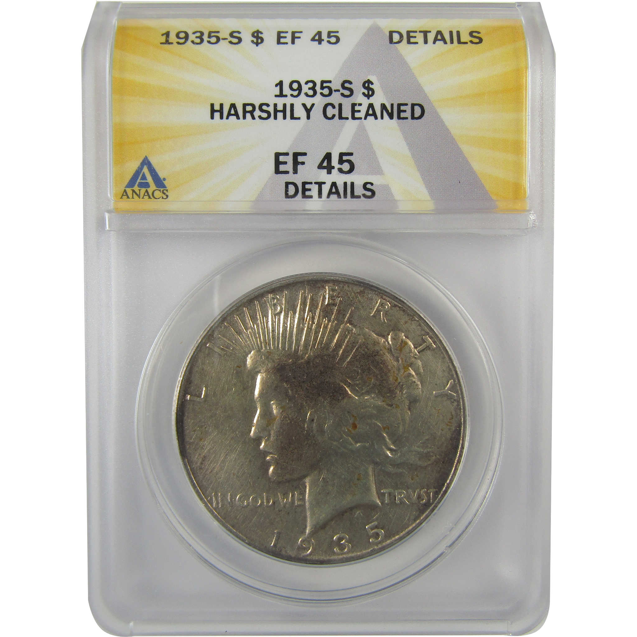 1935 S Peace Dollar EF 45 Details ANACS Silver $1 Coin SKU:I21626