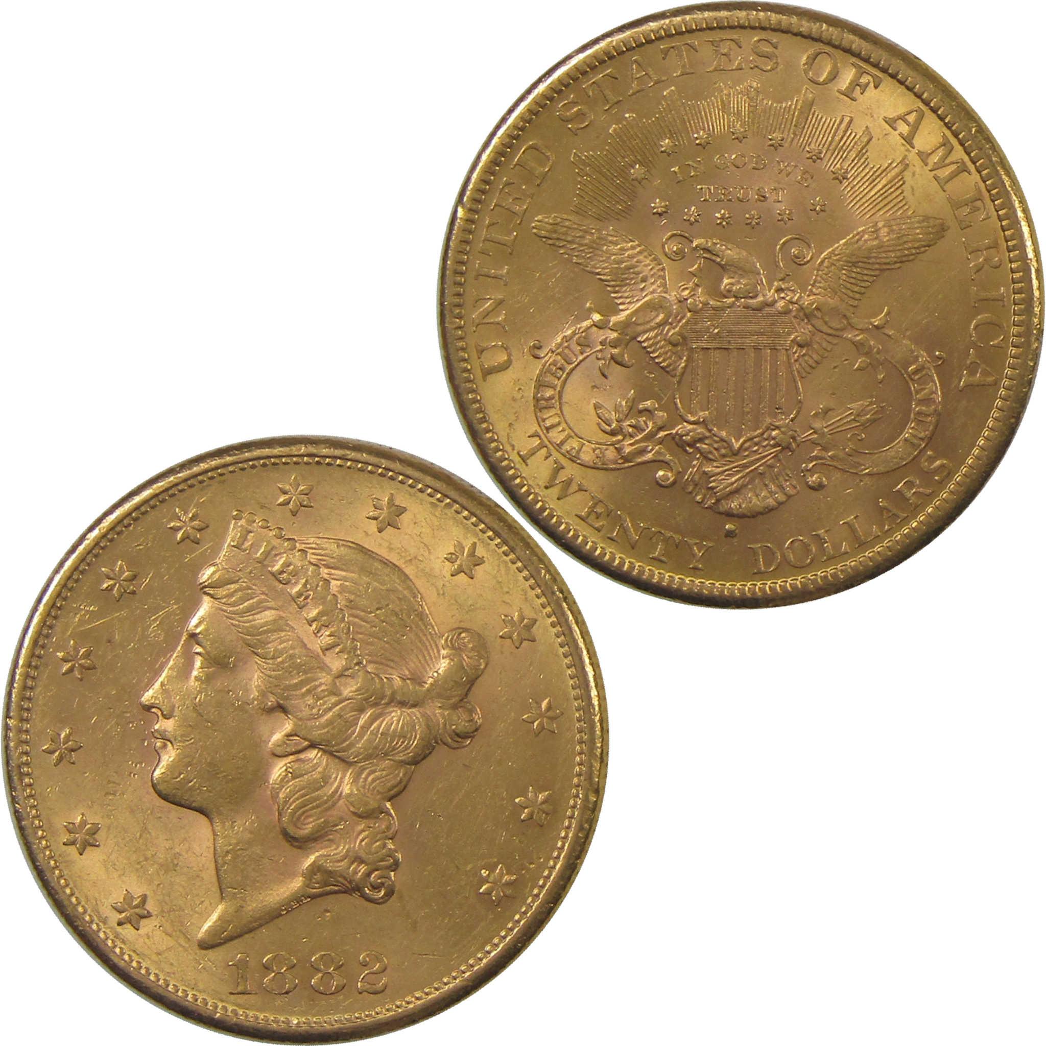 1882 S Liberty Head Gold Double Eagle AU About Uncirculated $20 Coin