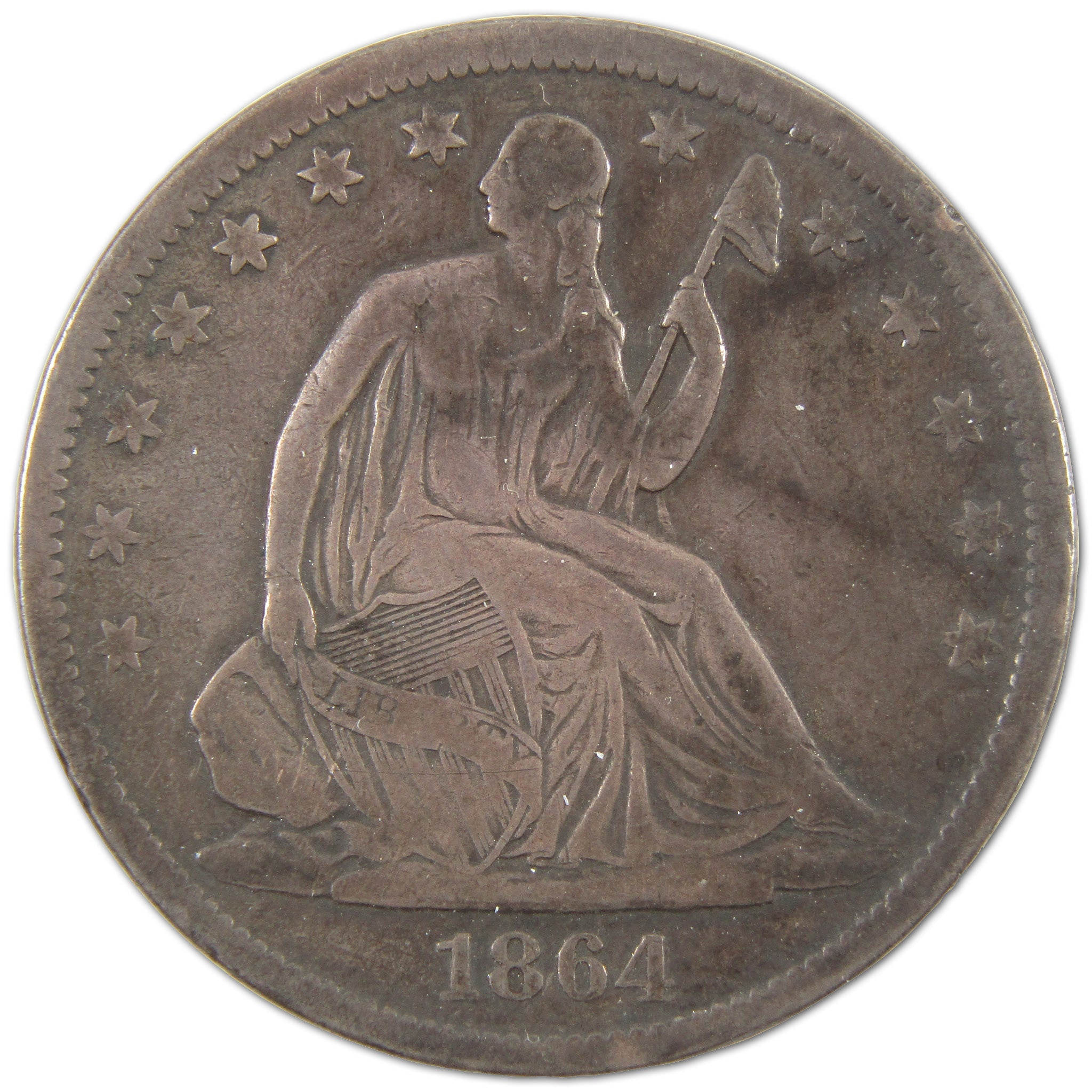1864 S Seated Liberty Half Dollar VF Very Fine Silver 50c SKU:I10539