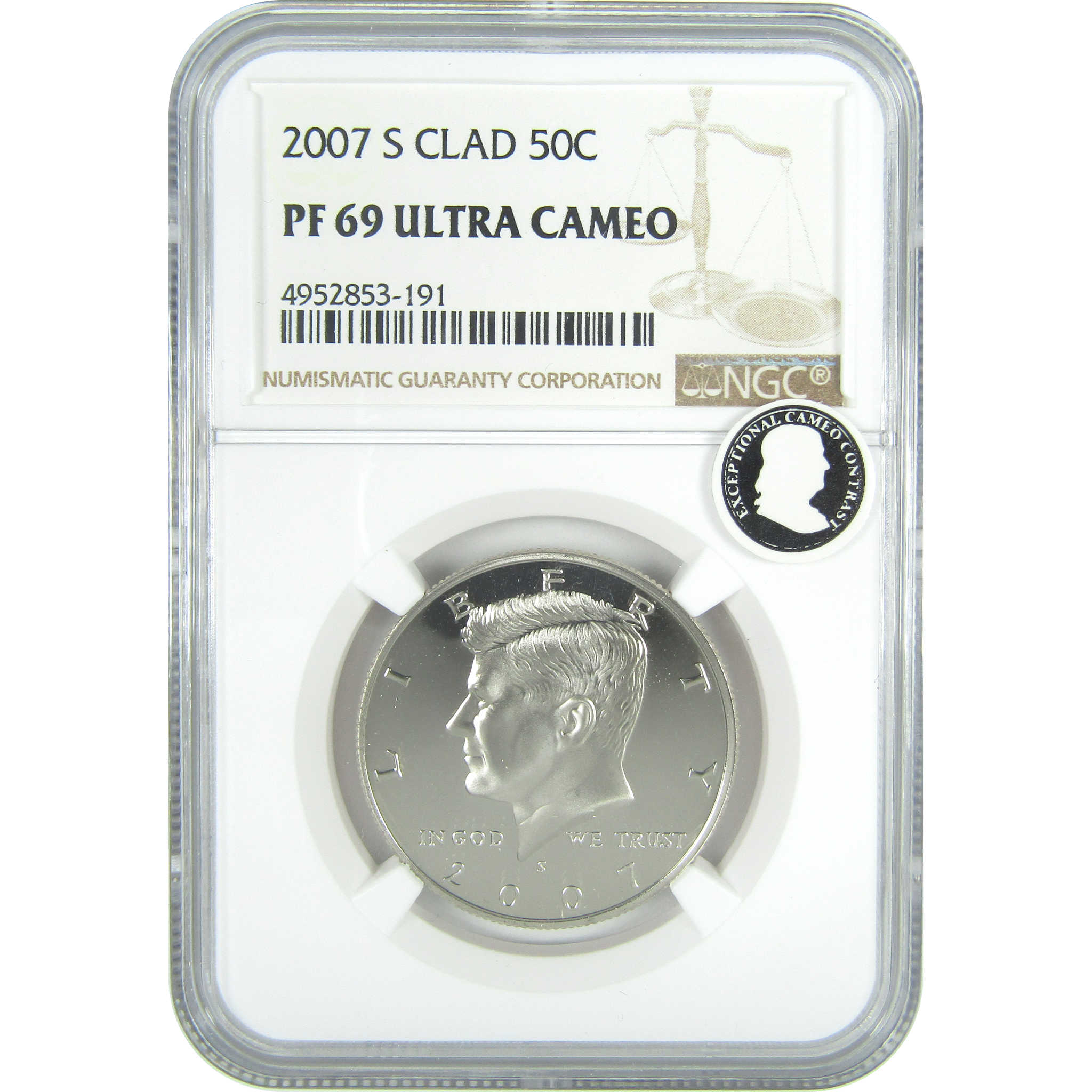 2007 S Kennedy Half Dollar PF 69 UCAM NGC Clad Proof 50c SKU:CPC9603