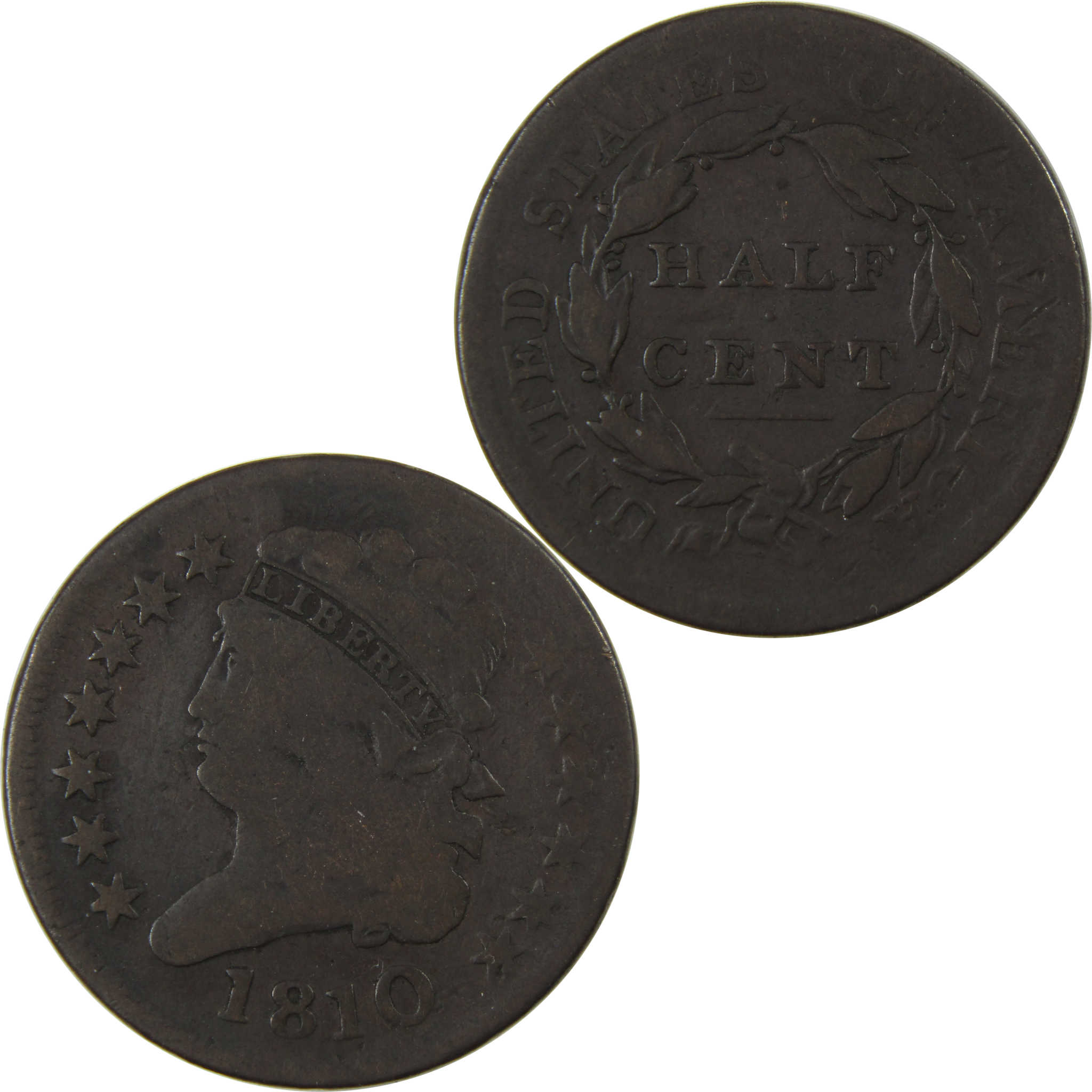 1810 Classic Head Half Cent VG Very Good Copper SKU:I23925