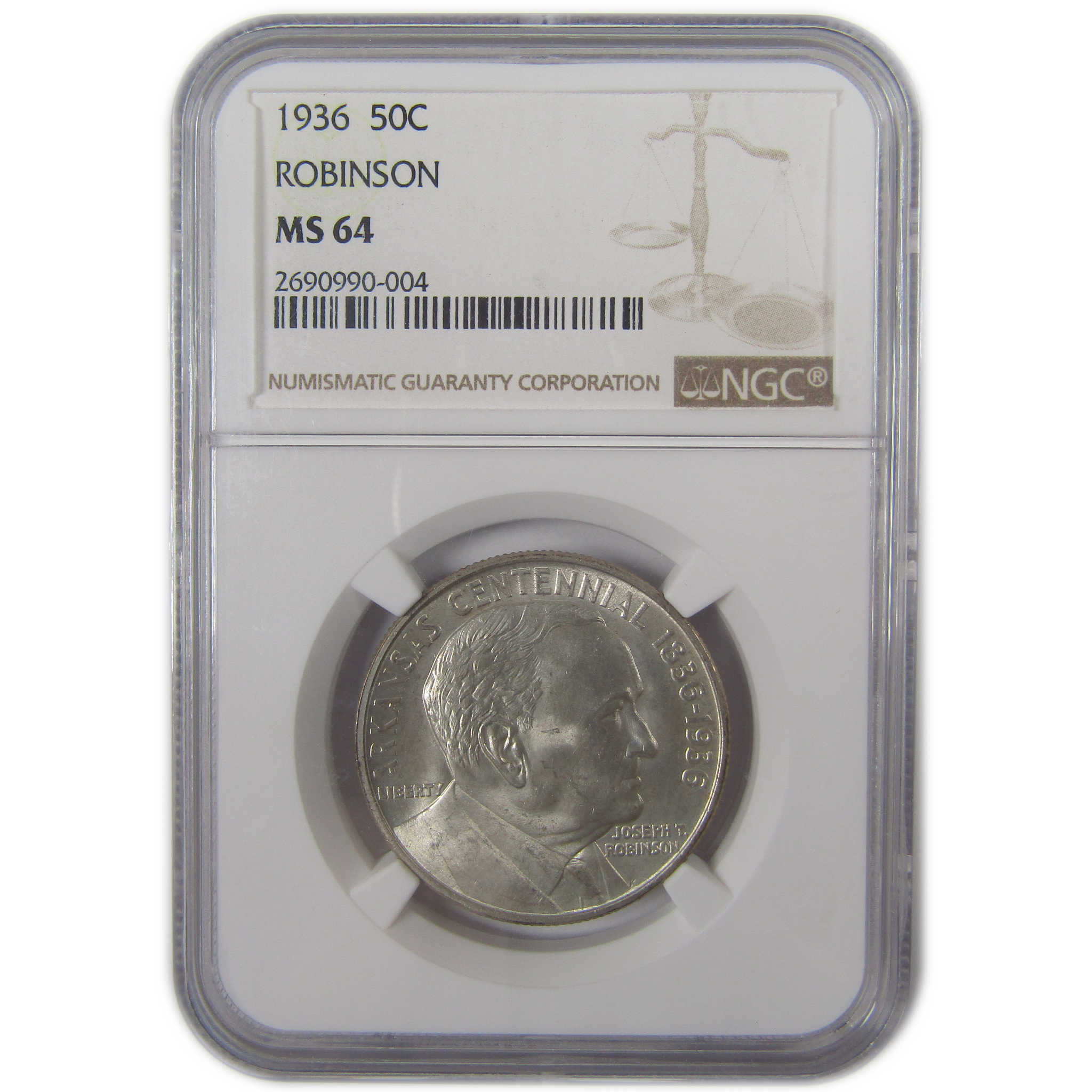 Arkansas Robinson Commemorative Half 1936 MS 64 NGC Silver SKU:I17416