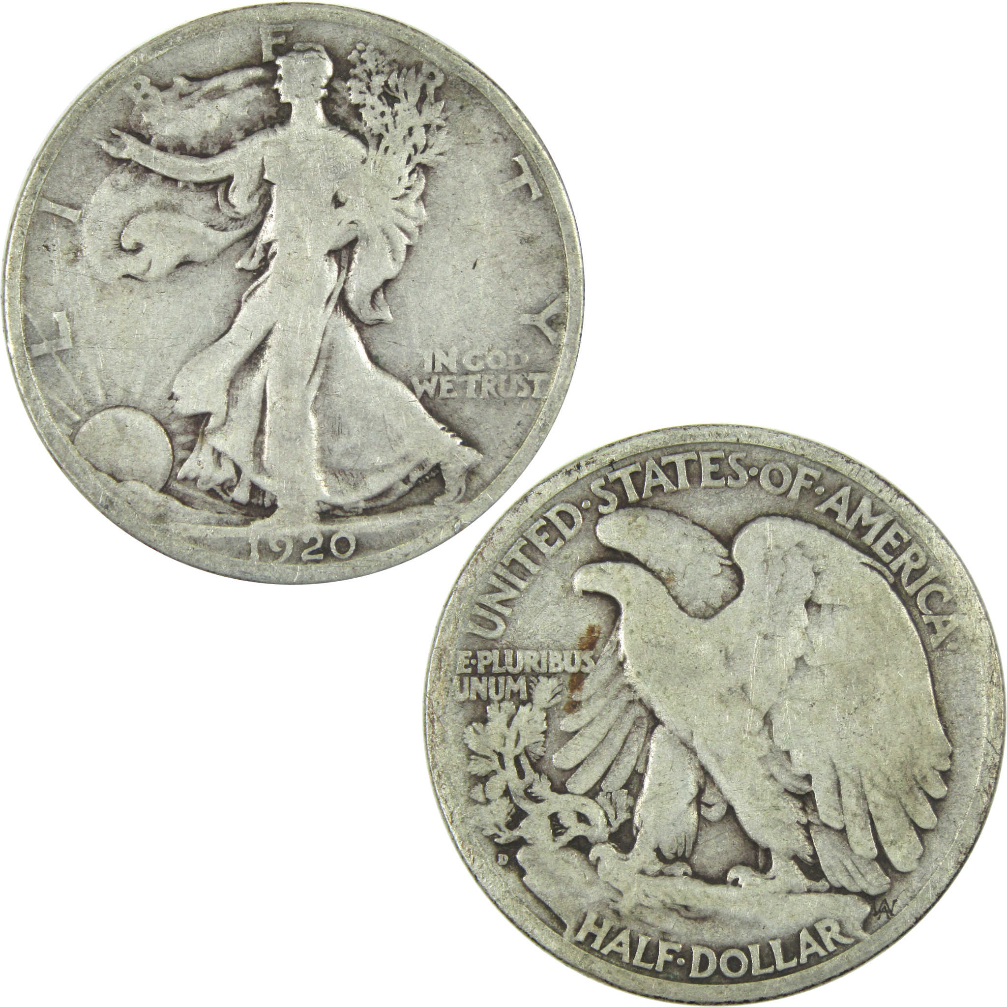 1920 D Liberty Walking Half Dollar VG Very Good Silver 50c SKU:I15089