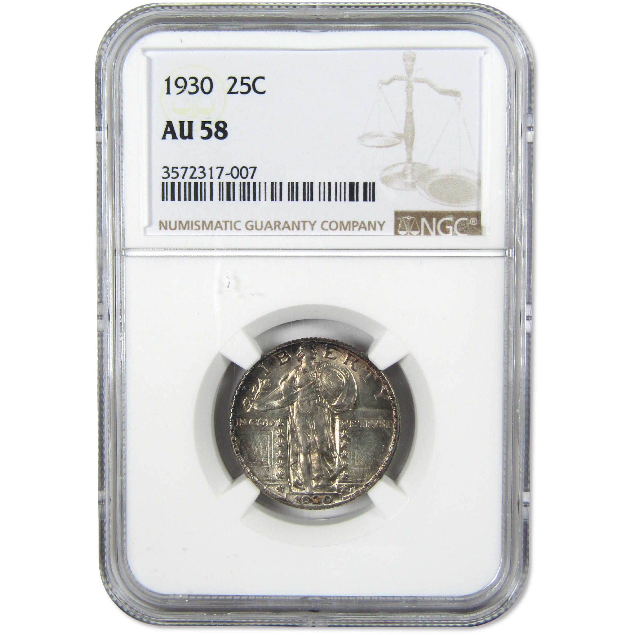 1930 Standing Liberty Silver Quarter AU 58 NGC 25c Coin Collectible