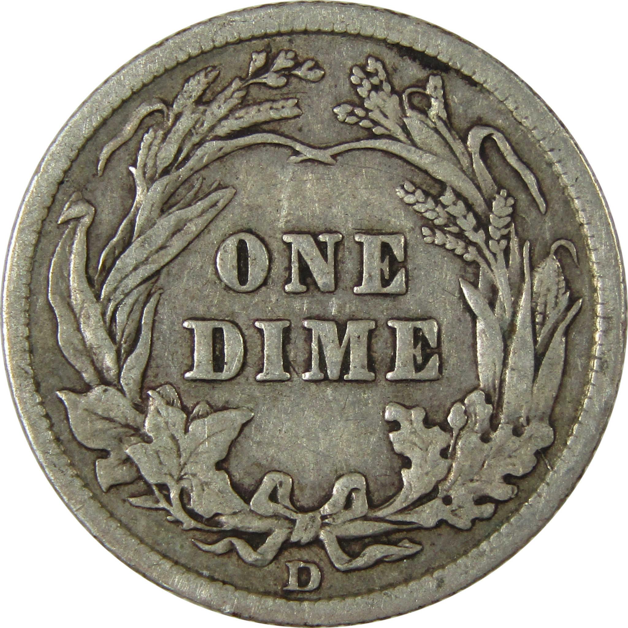 1914 D Barber Silver Dime VF Very Fine 10c Coin Collectible SKU:CP998
