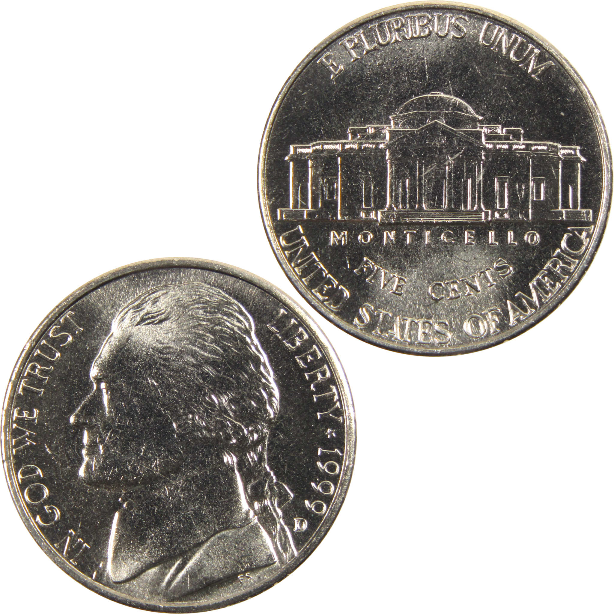 1999 D Jefferson Nickel BU Uncirculated 5c Coin