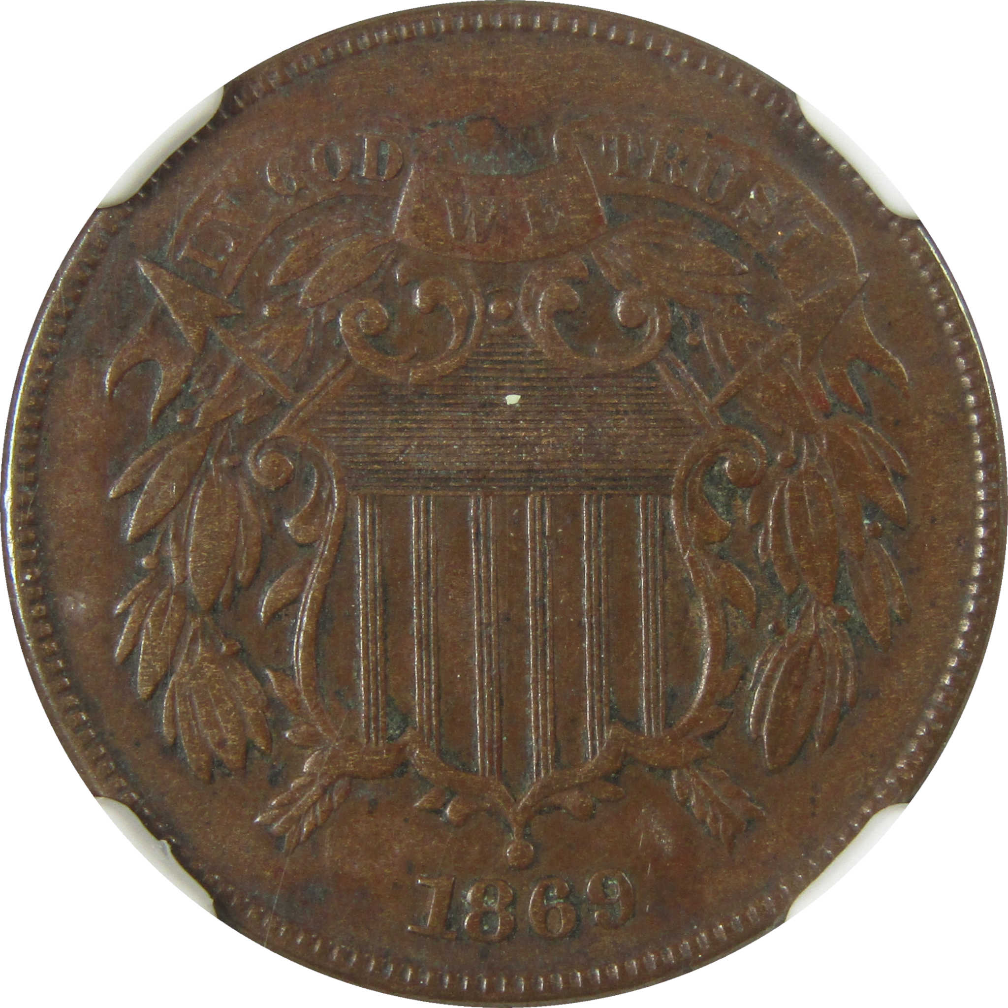 1869 Two Cent Piece XF 45 BN NGC 2c Coin Collectible SKU:CP1542
