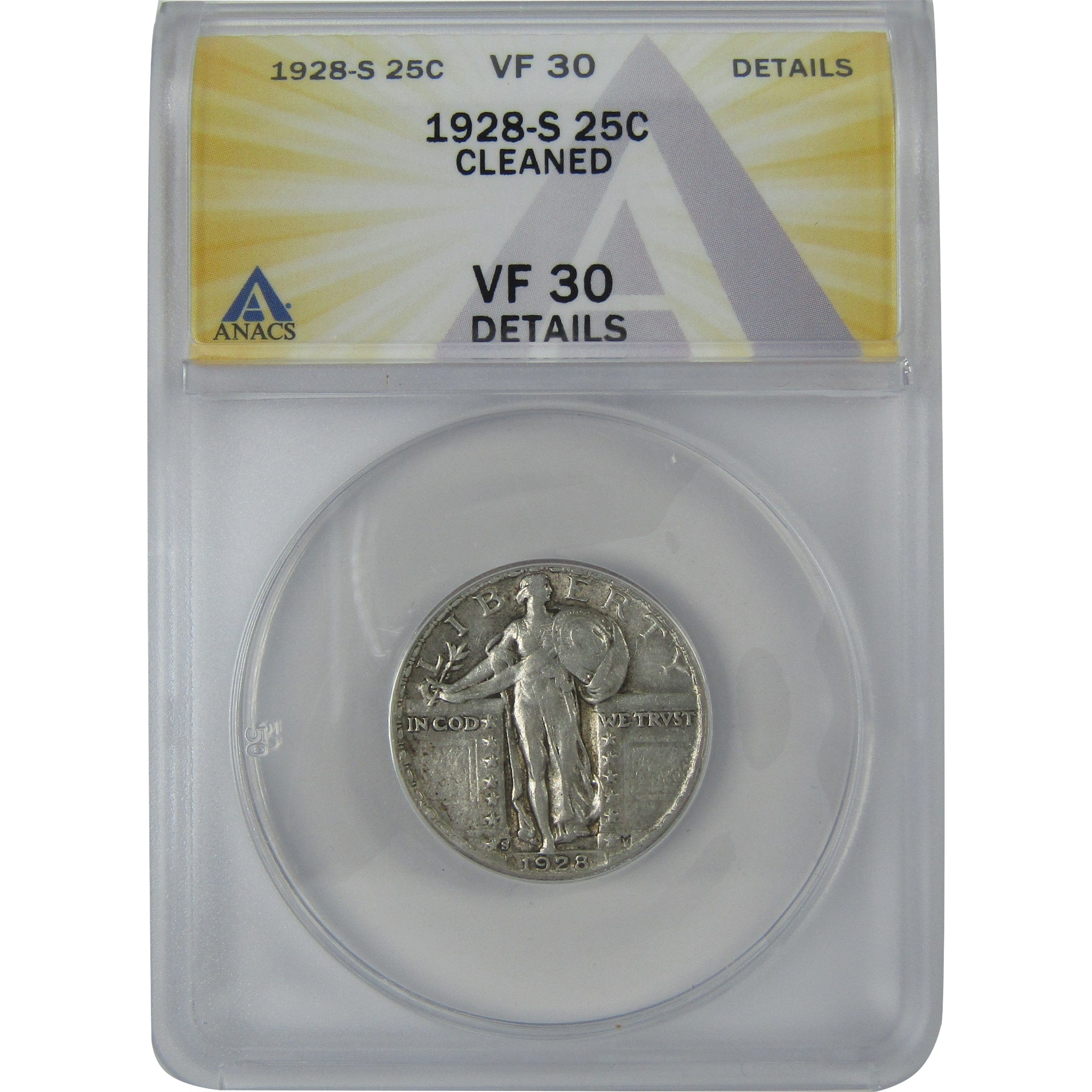 1928 S Standing Liberty Quarter VF 30 Details ANACS Silver SKU:I16139