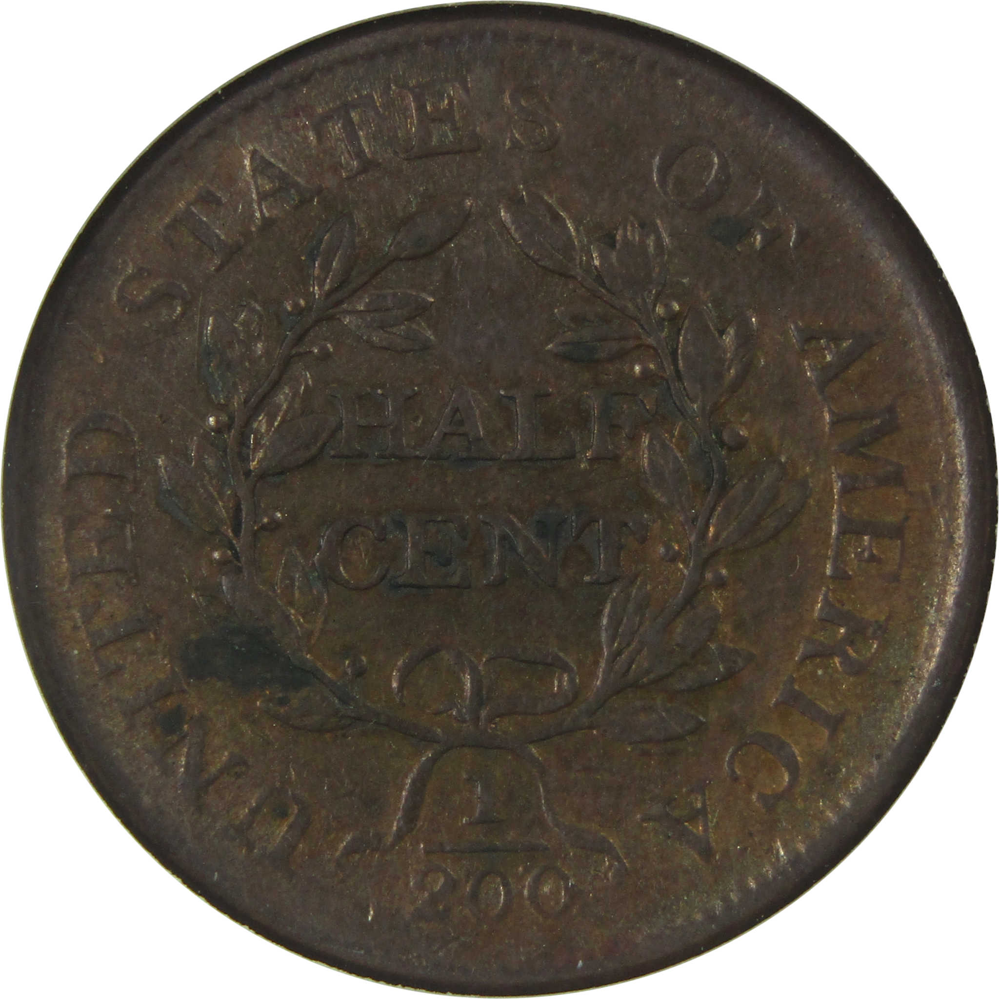 1806 Small 6 No Stems Draped Bust Half Cent AU Details SKU:I13821