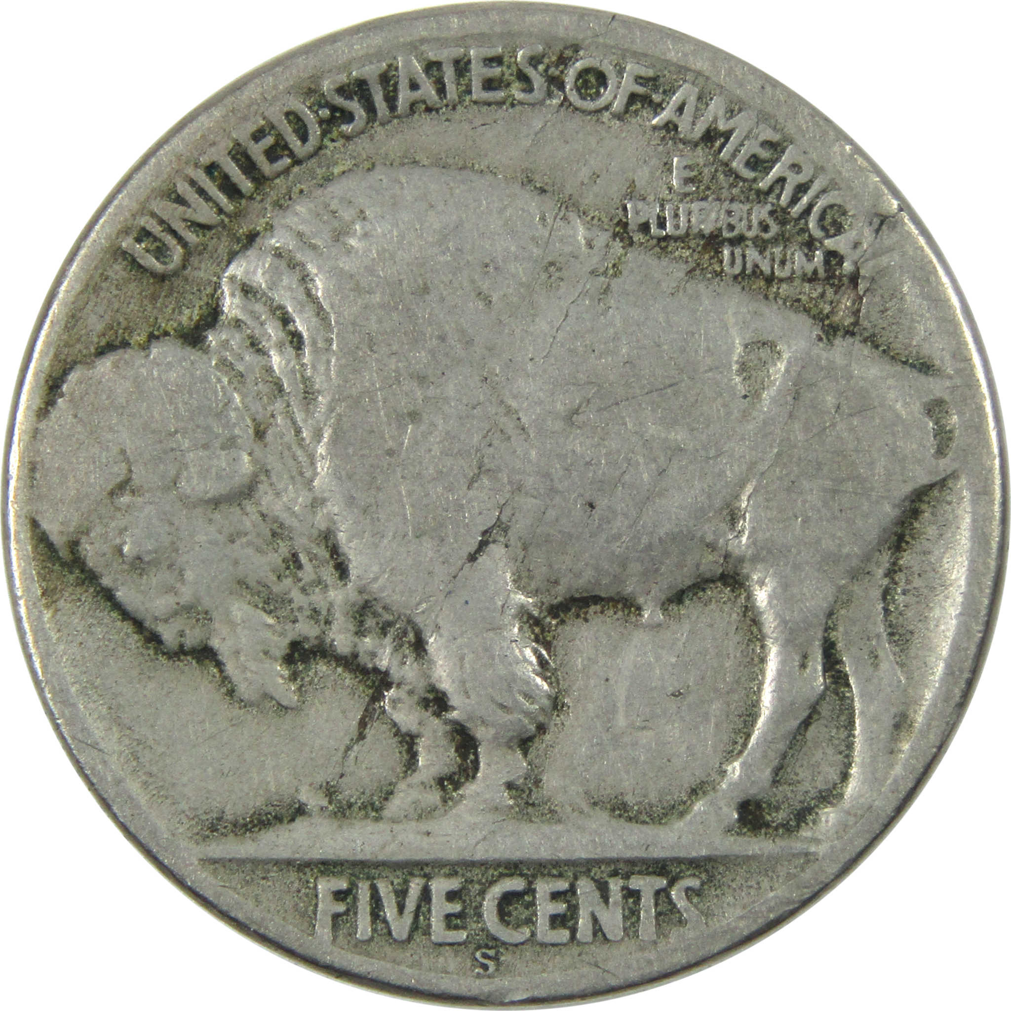 1923 S Indian Head Buffalo Nickel F Fine 5c Coin SKU:I14667