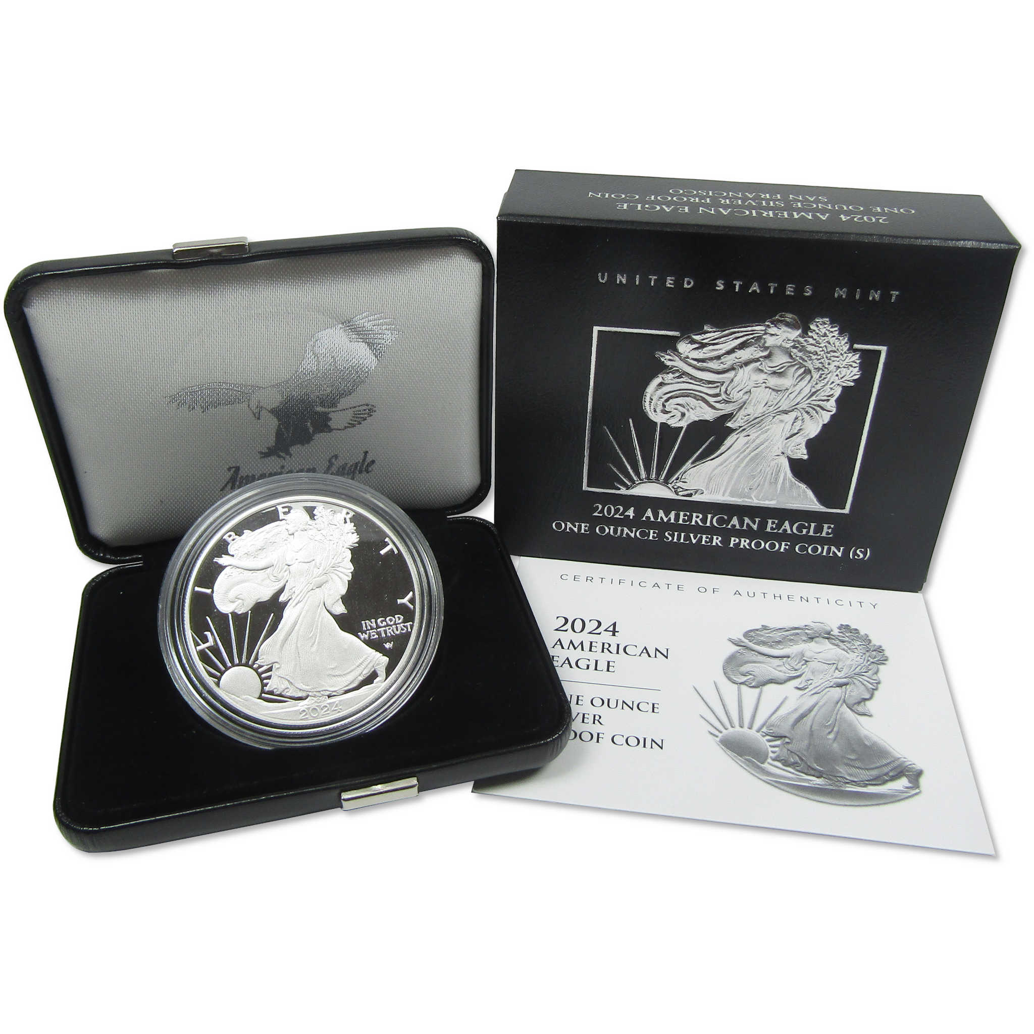 2024 S American Eagle Dollar Proof 1 oz .999 Silver Bullion $1 OGP COA