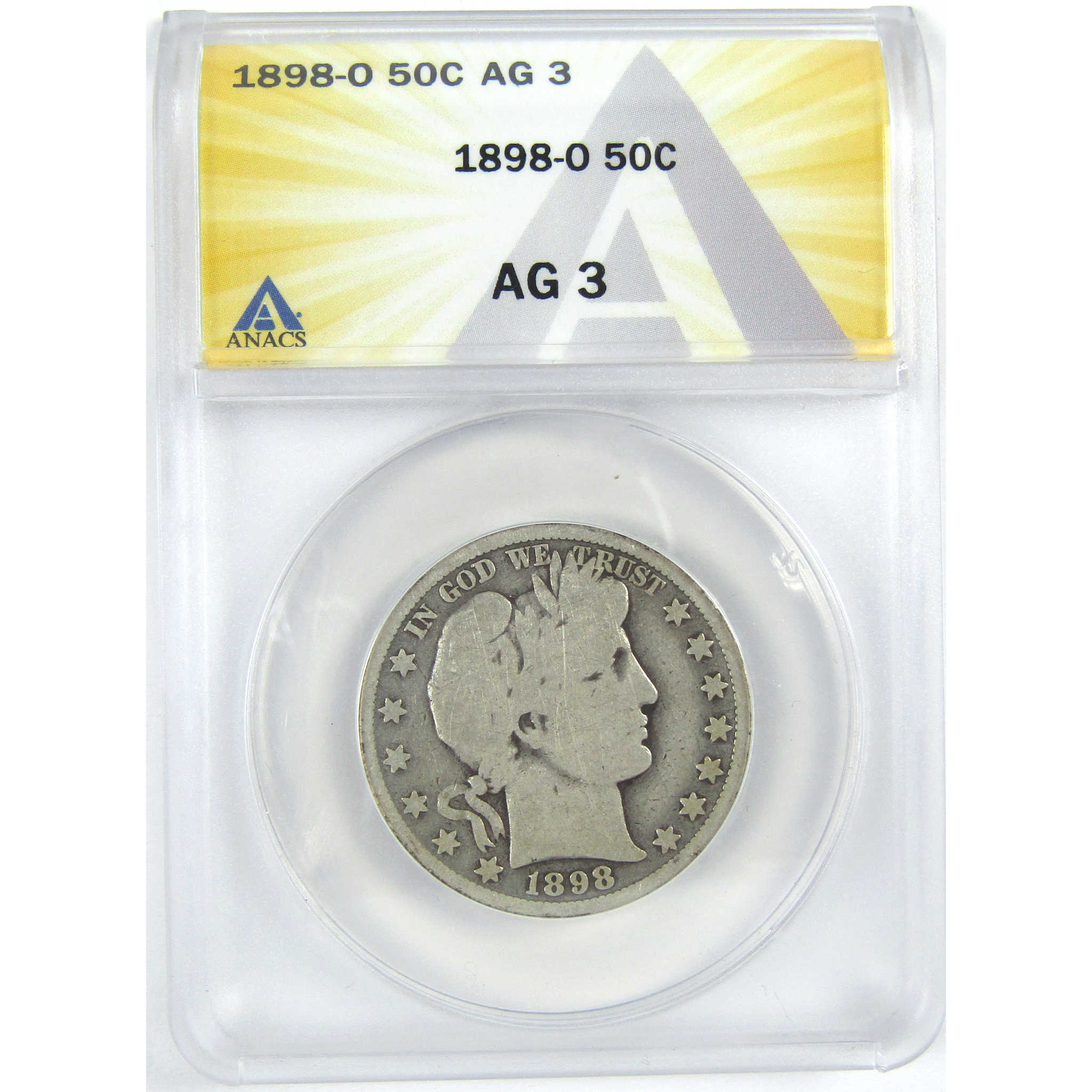 1898 O Barber Half Dollar AG 3 ANACS Silver 50c Coin SKU:I16349