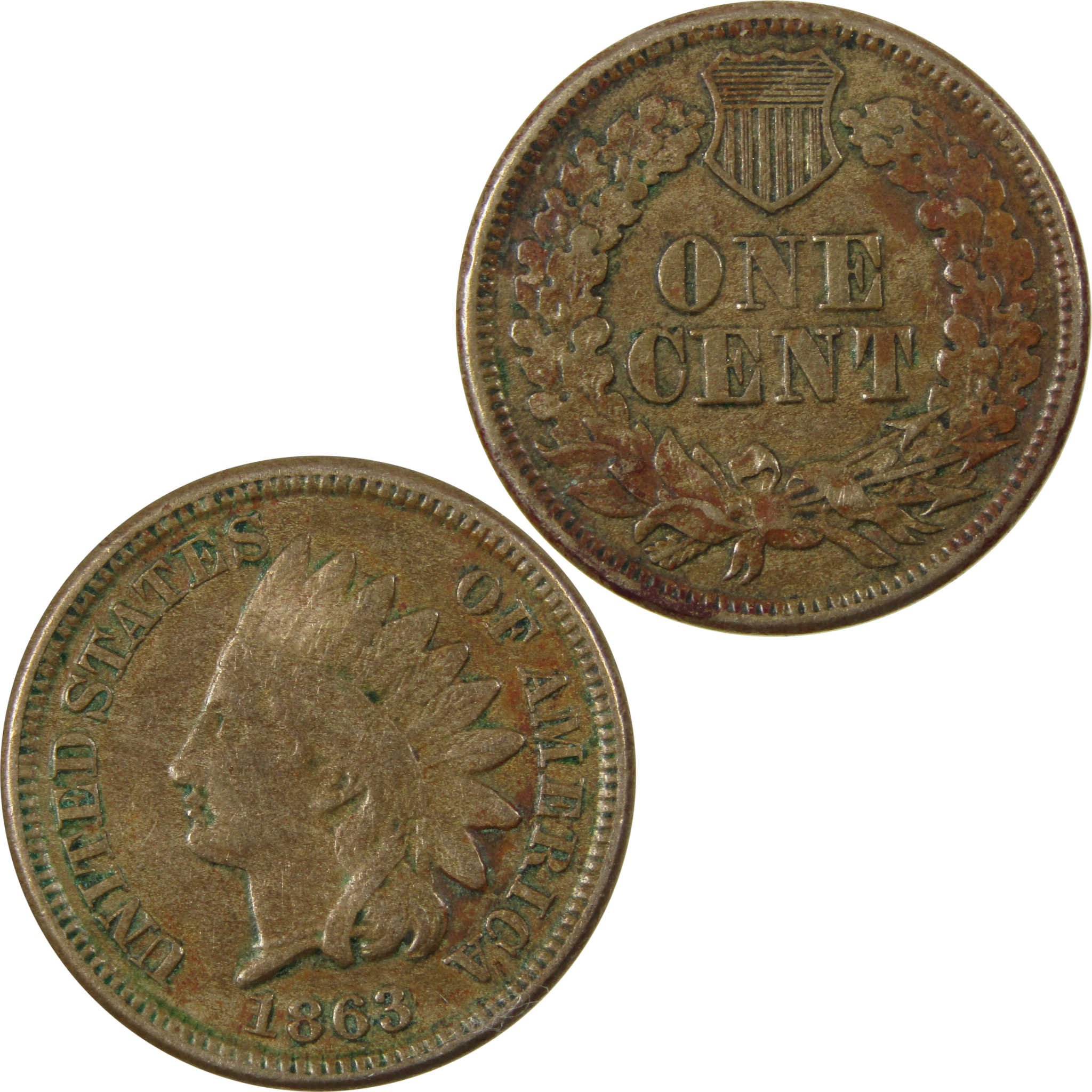 1863 Indian Head Cent VF Very Fine Details Penny 1c Coin SKU:CP1174