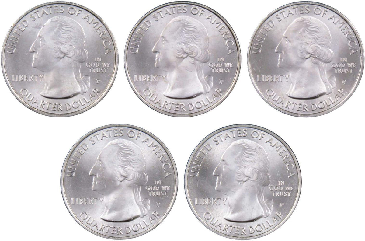 2014 P Quarter 5 Coin Set Clad Uncirculated Mint State 25c Collectible