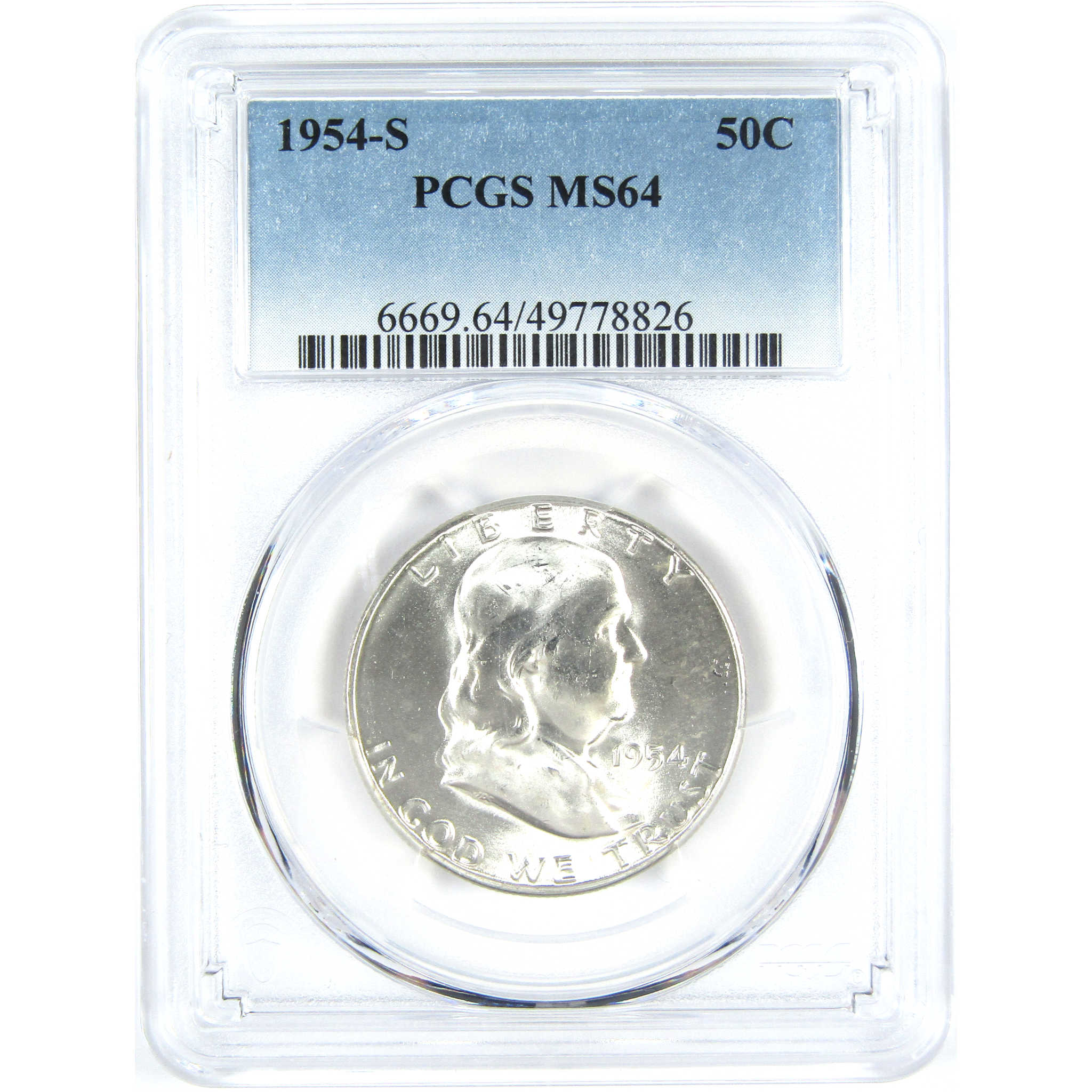 1954 S Franklin Half Dollar MS 64 PCGS Silver 50c Unc Coin SKU:I15229