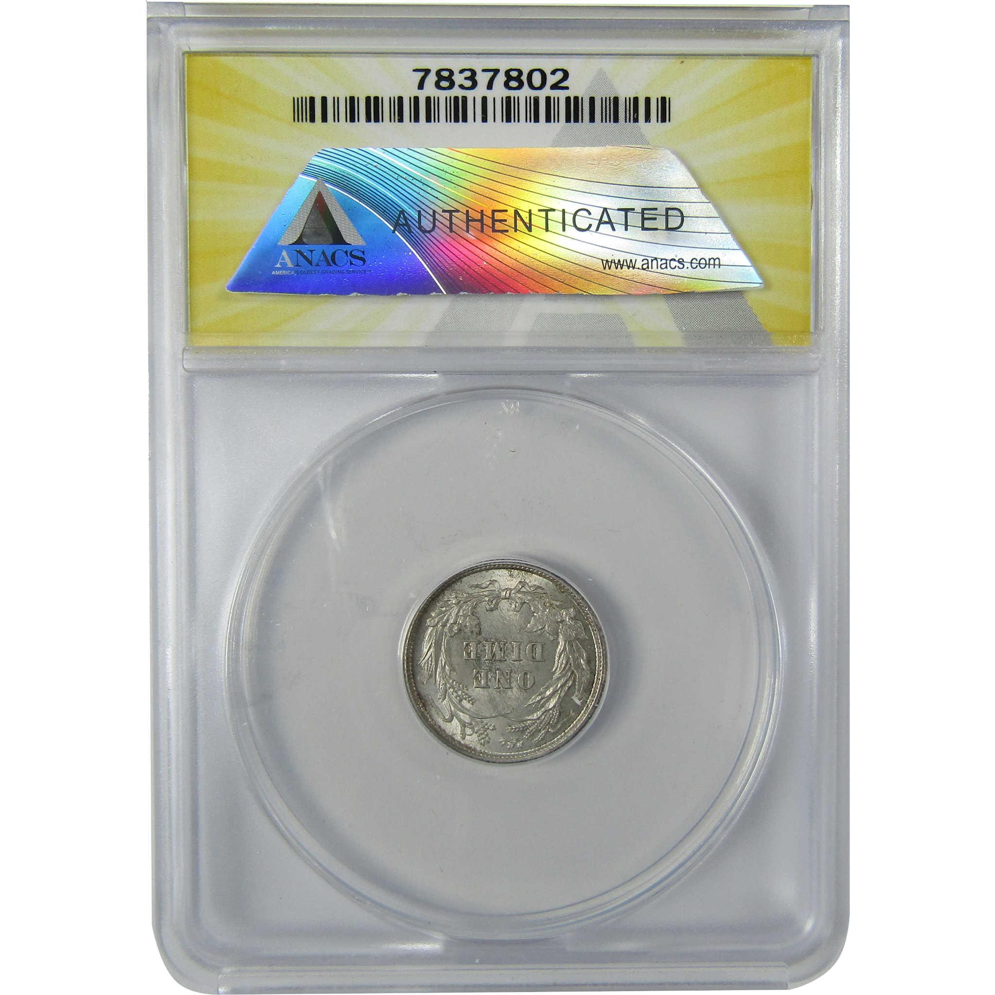 1897 Barber Silver Dime MS 62 ANACS Uncirculated 10c Coin SKU:CP564