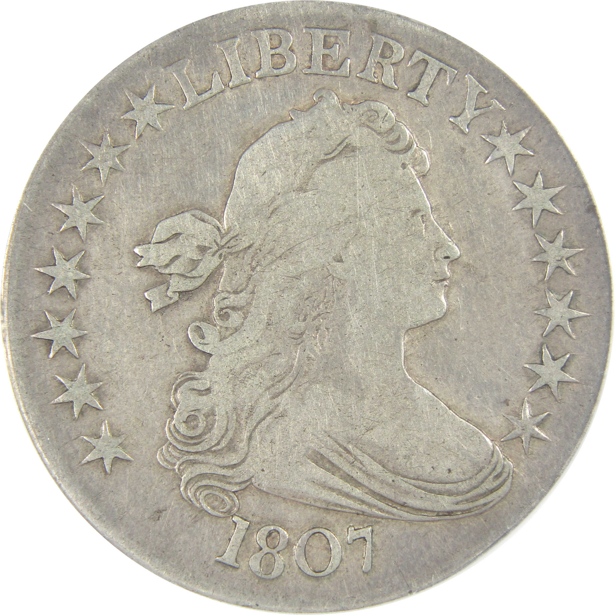 1807 Draped Bust Half Dollar F 15 ANACS Silver 50c Coin SKU:I16333