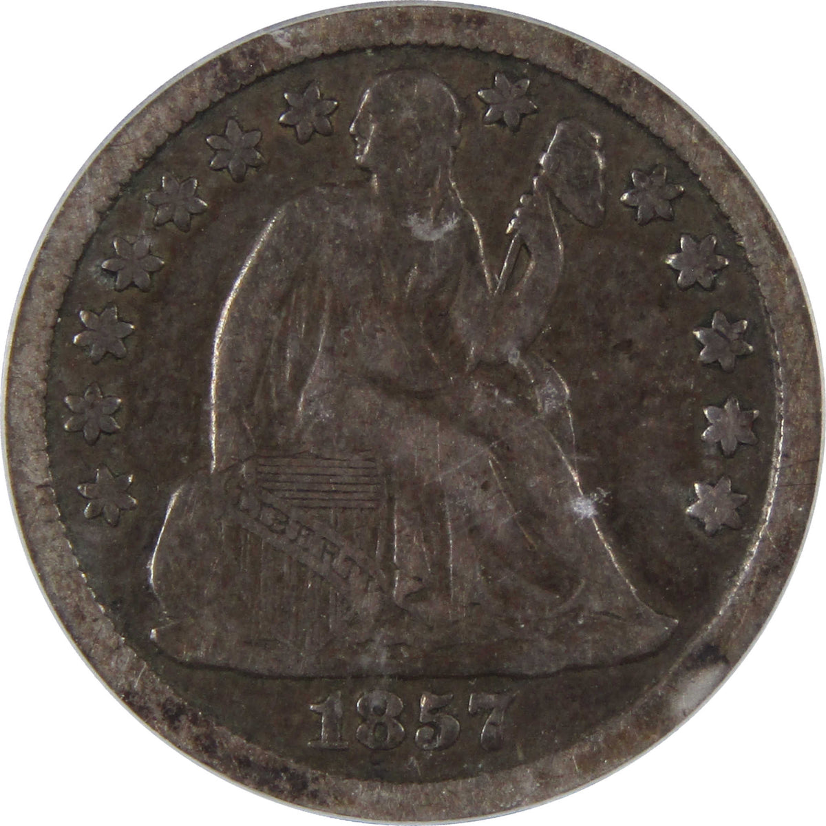 1857 O Seated Liberty Silver Dime F 15 ICG 10c Coin SKU:I29139