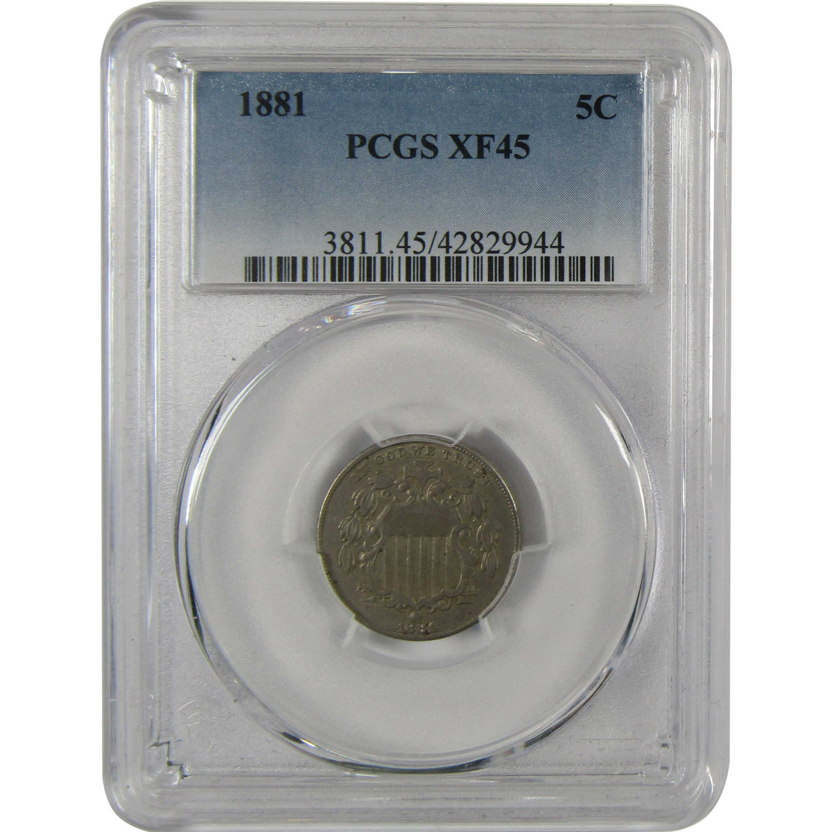 1881 Shield Nickel XF 45 PCGS 5c Coin Collectible