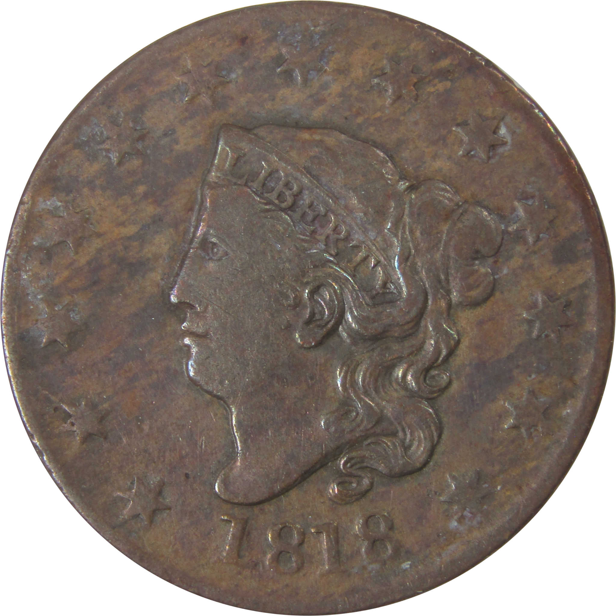 1818 Coronet Head Large Cent VF Details Copper Penny SKU:I17904