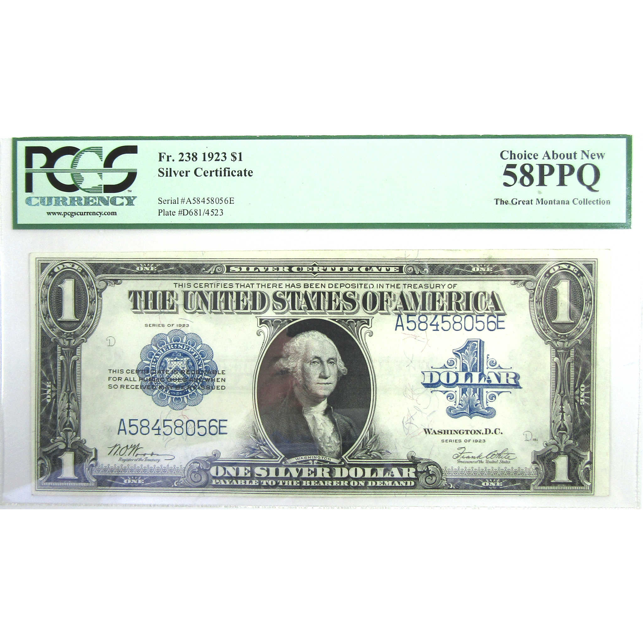 1923 $1 Silver Certificate 2 Piece Consecutive Serial Set 58 PPQ PCGS