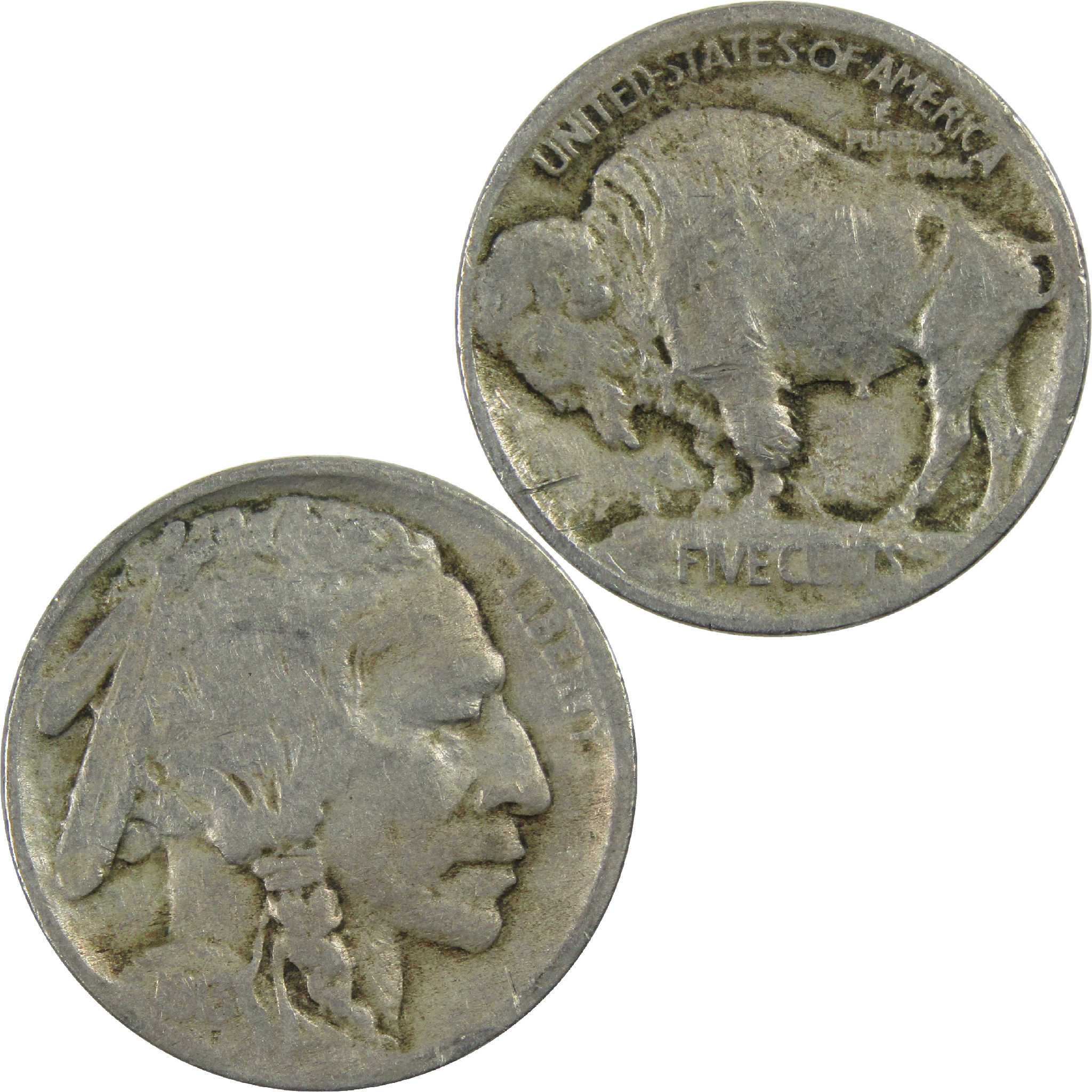 1913 Type 1 Indian Head Buffalo Nickel F Fine 5c Coin SKU:I12597