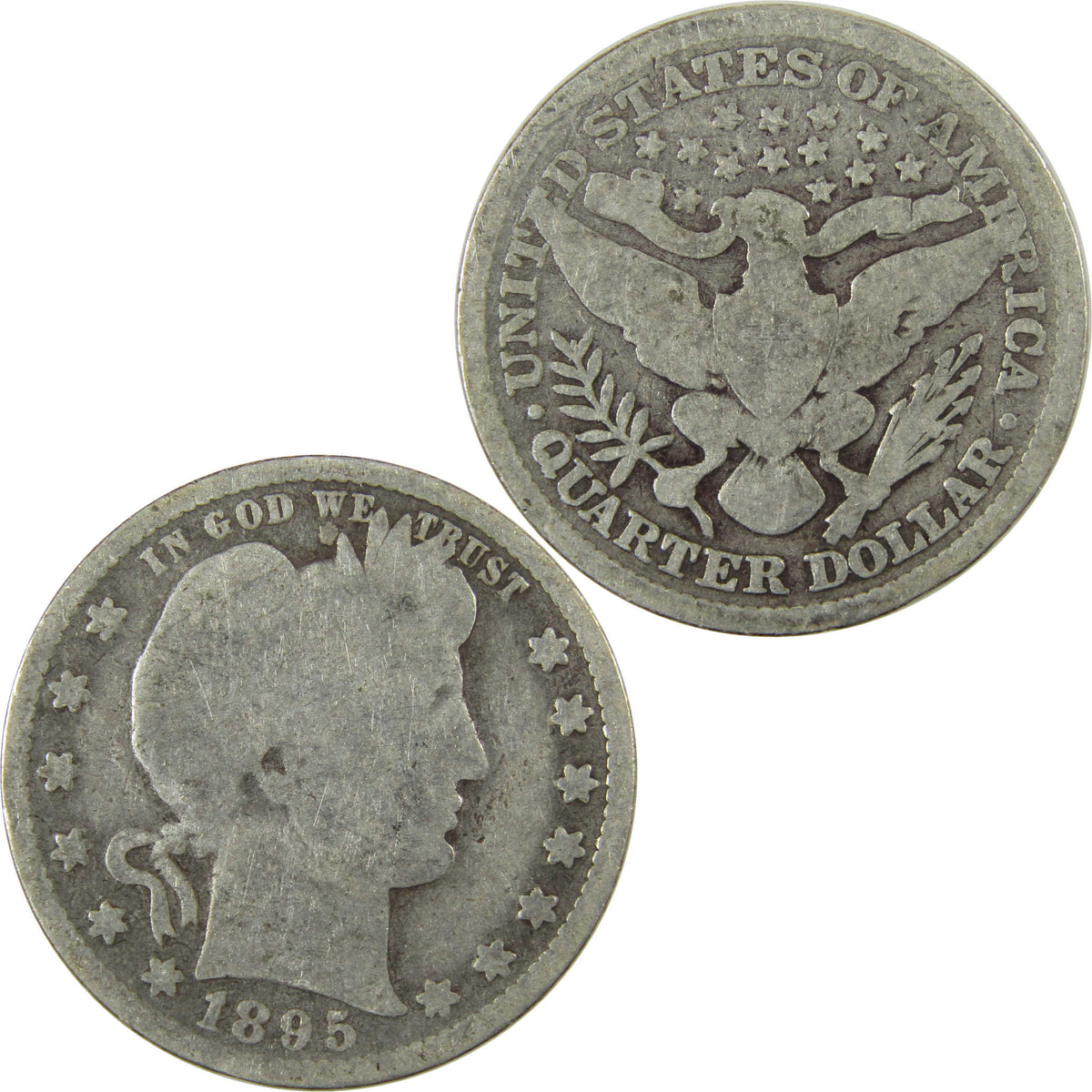 1895 Barber Silver Quarter G Good Details 25c Coin SKU:I28538