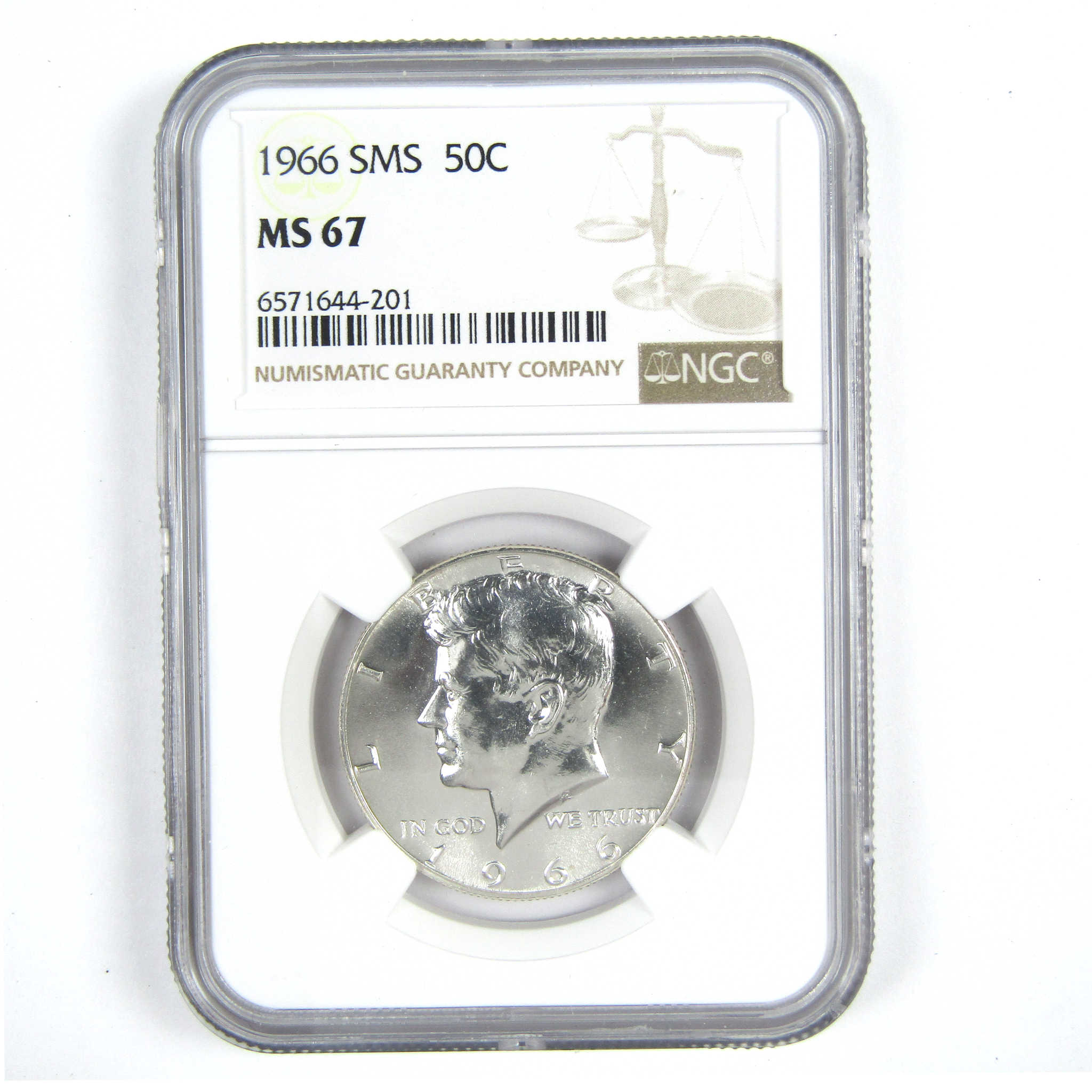 1966 SMS Kennedy Half Dollar MS 67 NGC Silver Clad 50c SKU:CPC8621